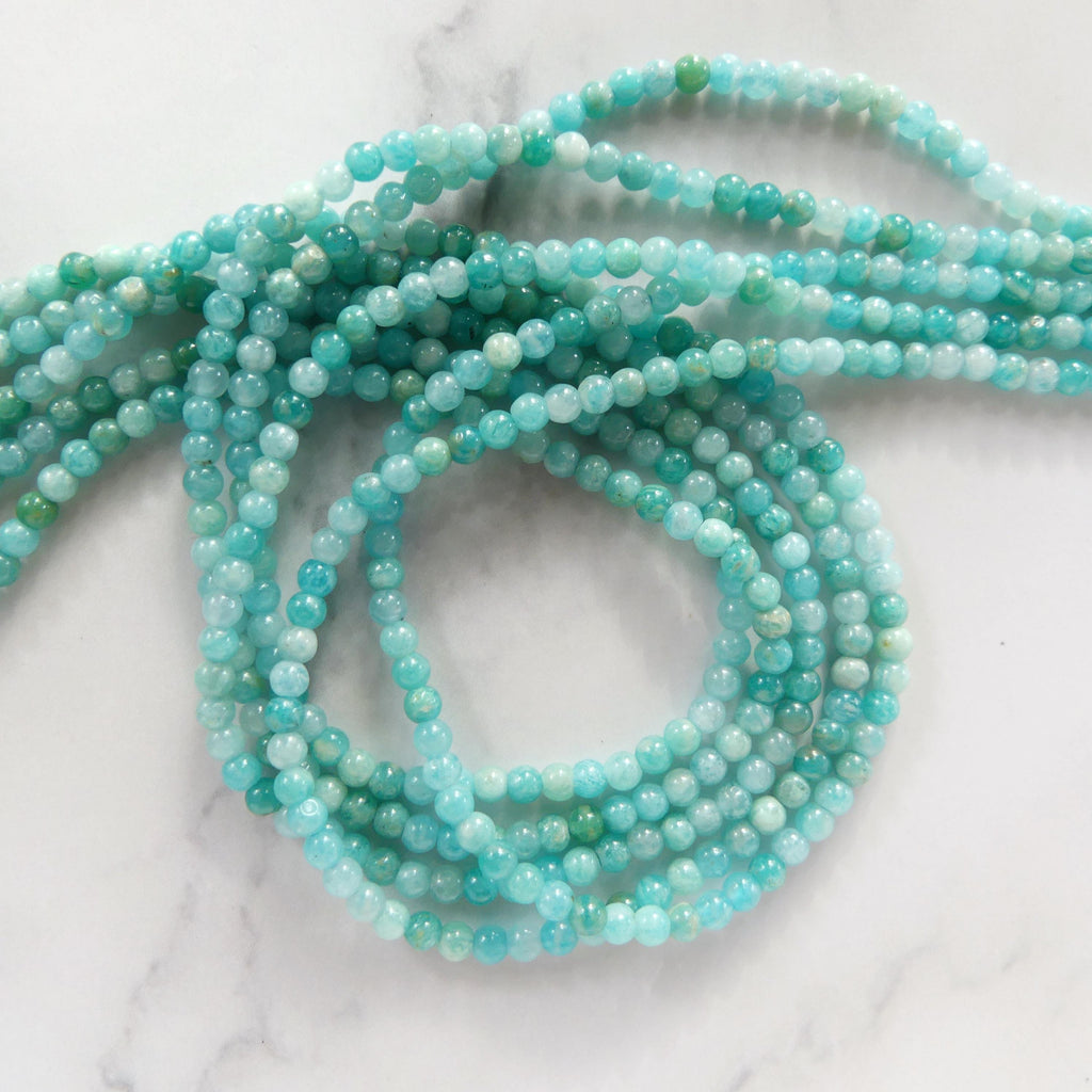 3mm Smooth Amazonite Beads 15" Bright Blue amazonite Genuine Gemstone Beads for Jewelry Making Beading Craft Gift Beads
