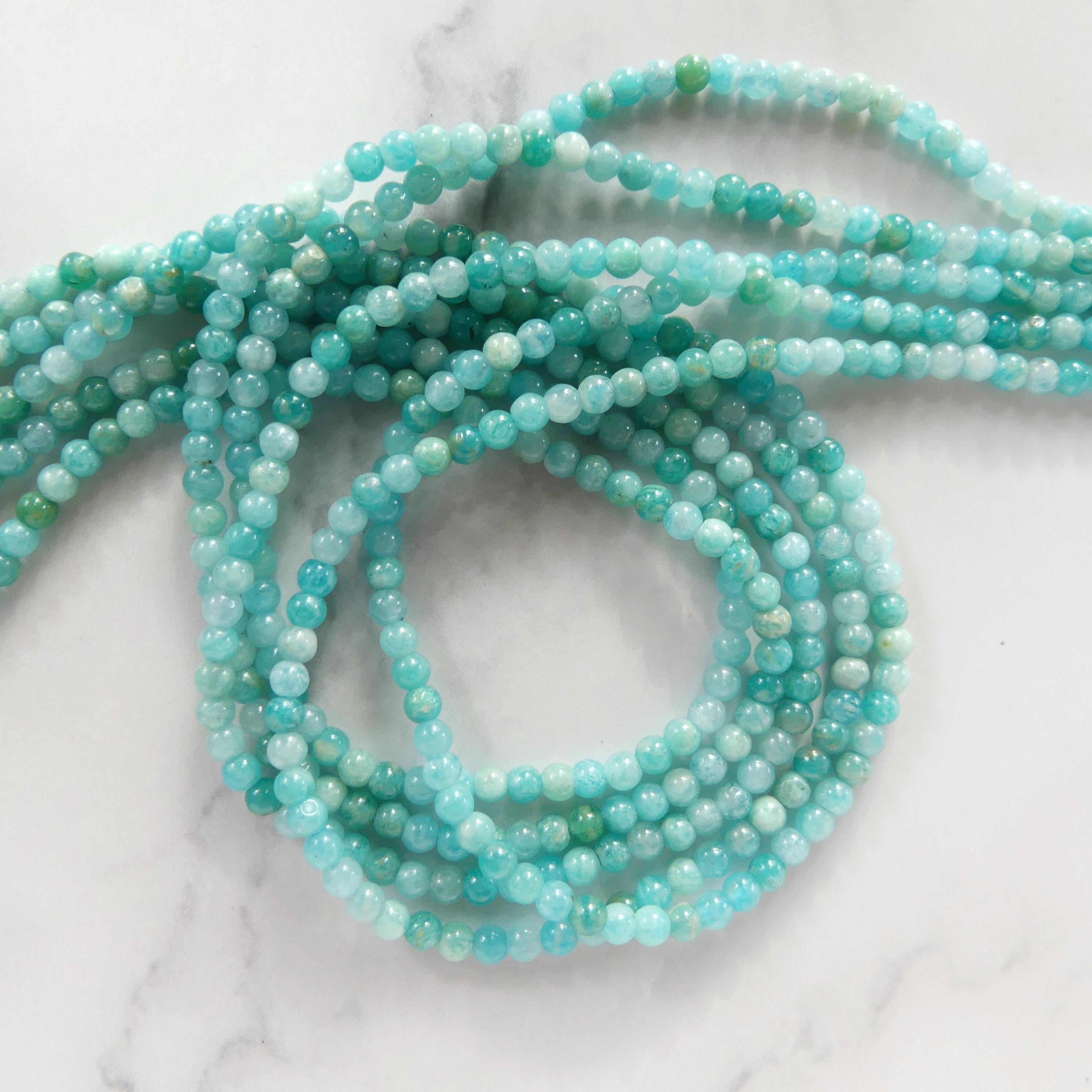 3mm Smooth Amazonite Beads 15" Bright Blue amazonite Genuine Gemstone Beads for Jewelry Making Beading Craft Gift Beads