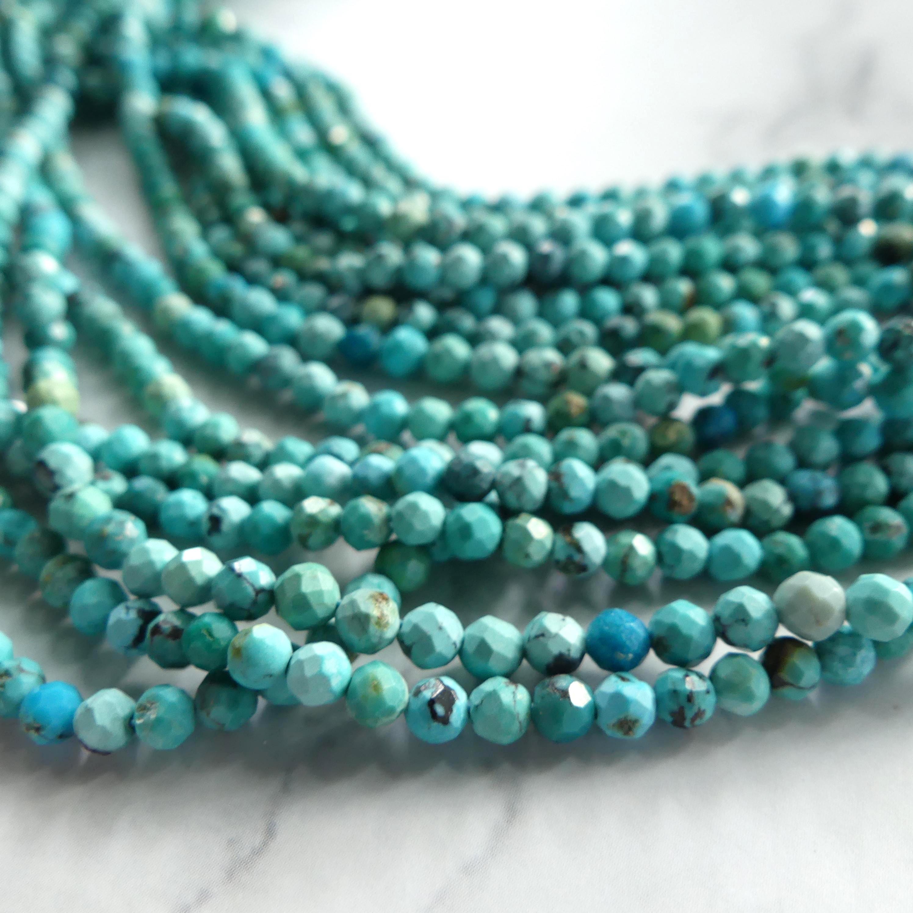 3.5mm Arizona Turquoise Faceted Beads 15" Blue Turquoise Genuine Gemstone Beads Jewelry Making Beading Craft Gift Beads December Birthstone