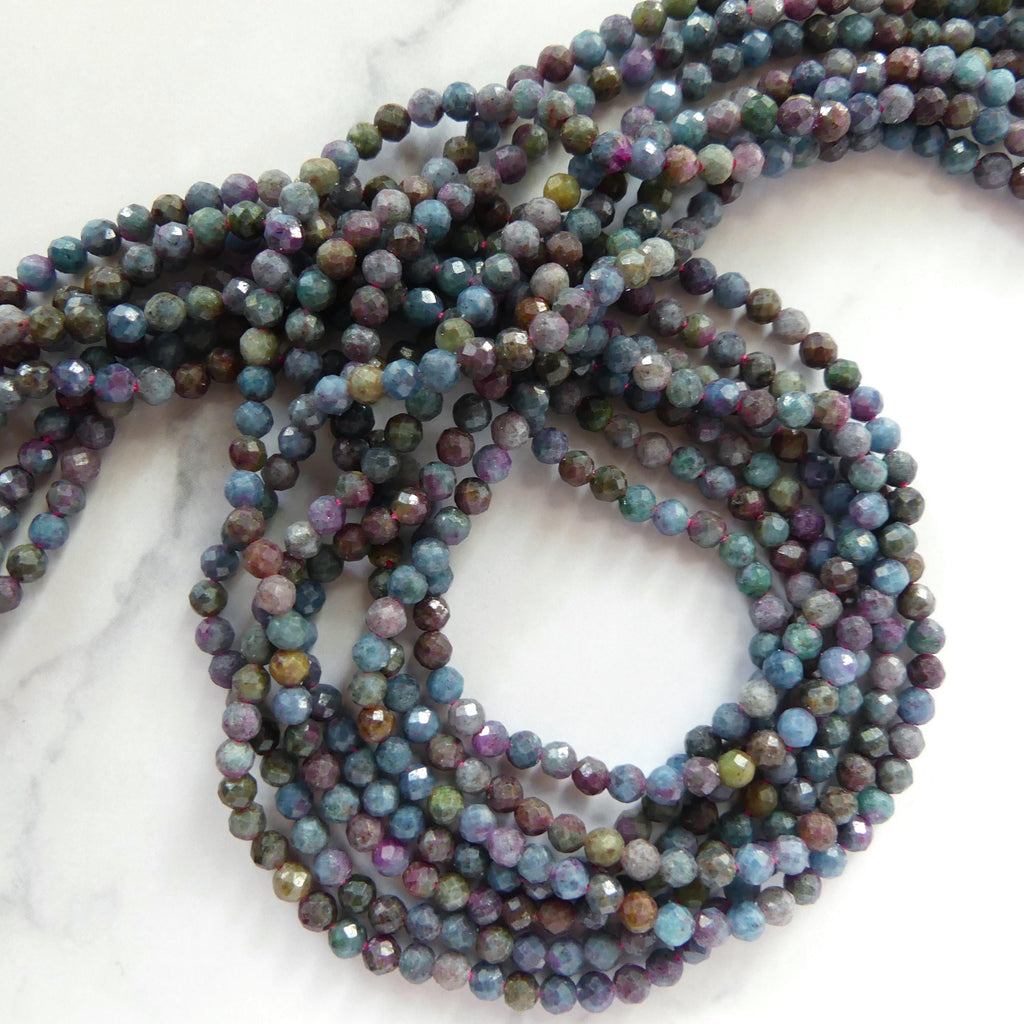 3mm Ruby in Kyanite Beads Faceted Beads 15" Colorful Gemstone Beads Multi Color Beads Ruby Beading Crafter Gift Jewelry Making Rare Beads