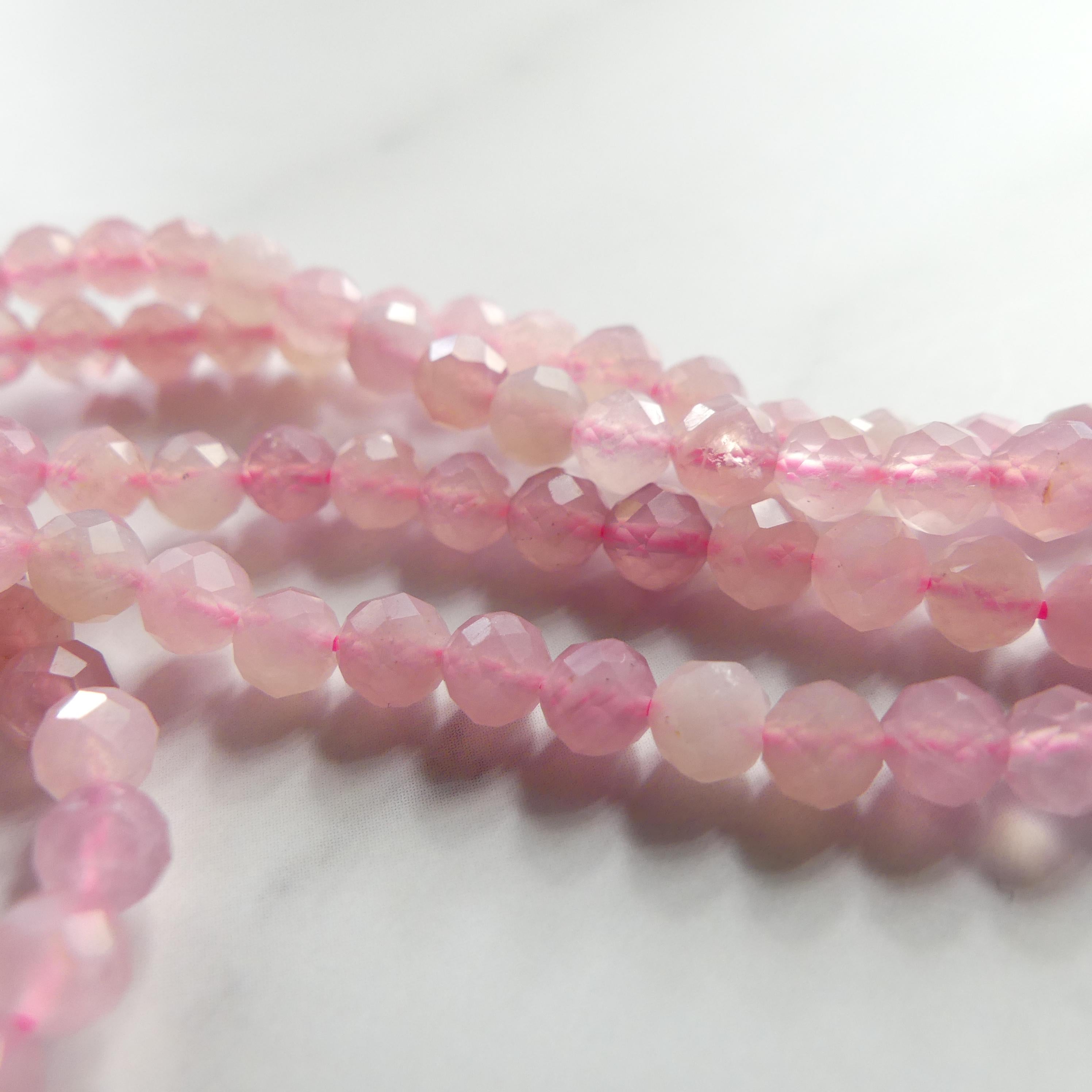 4mm Madagascar Rose Quartz Faceted Beads 15" Pale Pink Genuine Gemstone Beads for Jewelry Making Beading Craft Gift Beads