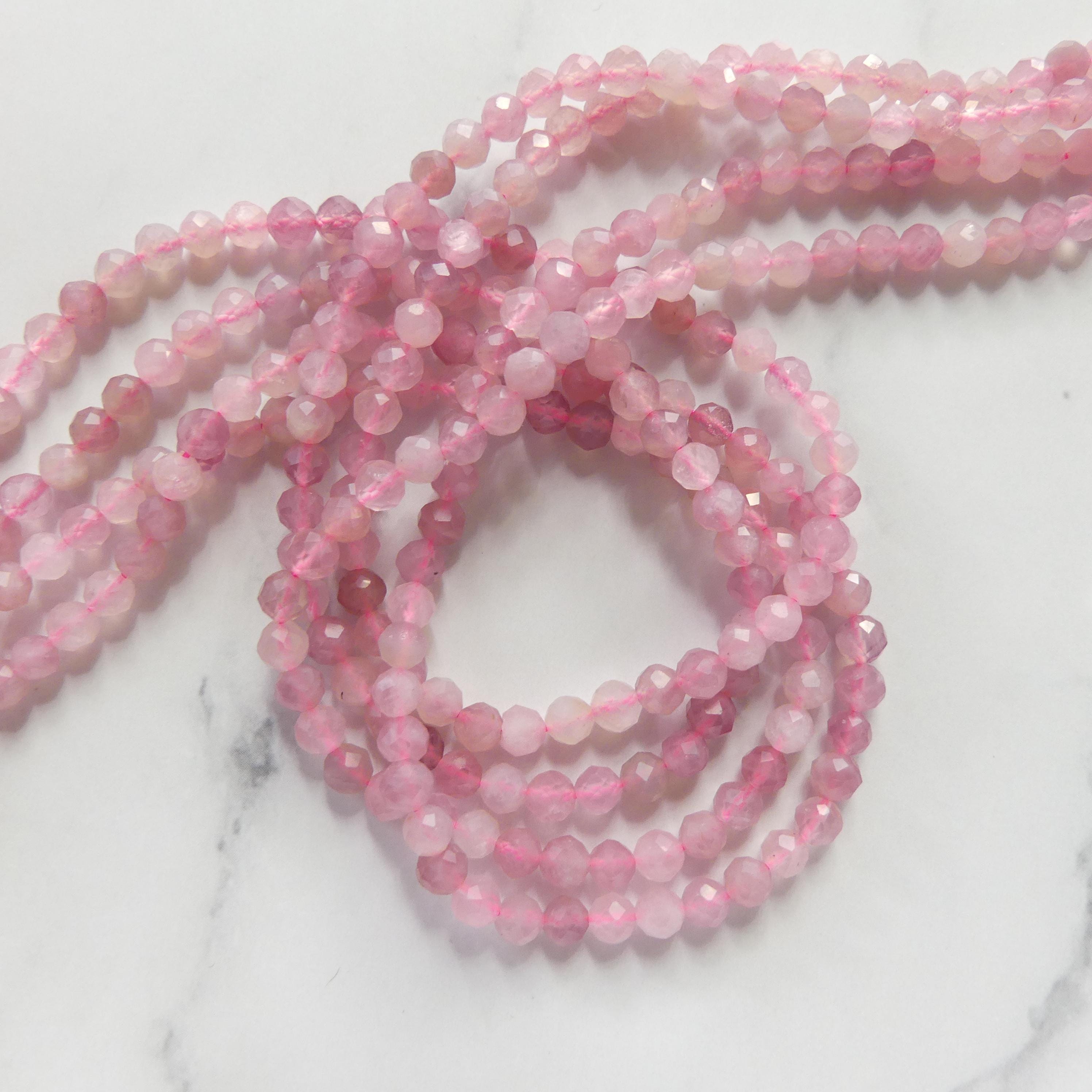 4mm Madagascar Rose Quartz Faceted Beads 15" Pale Pink Genuine Gemstone Beads for Jewelry Making Beading Craft Gift Beads
