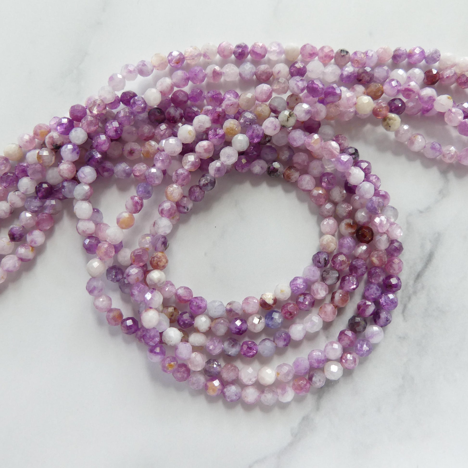 4mm AAA Lepidolite Micro Faceted Beads Genuine Lepidolite Beads 15" Sparkly Gemstone Beads for Jewelry Making