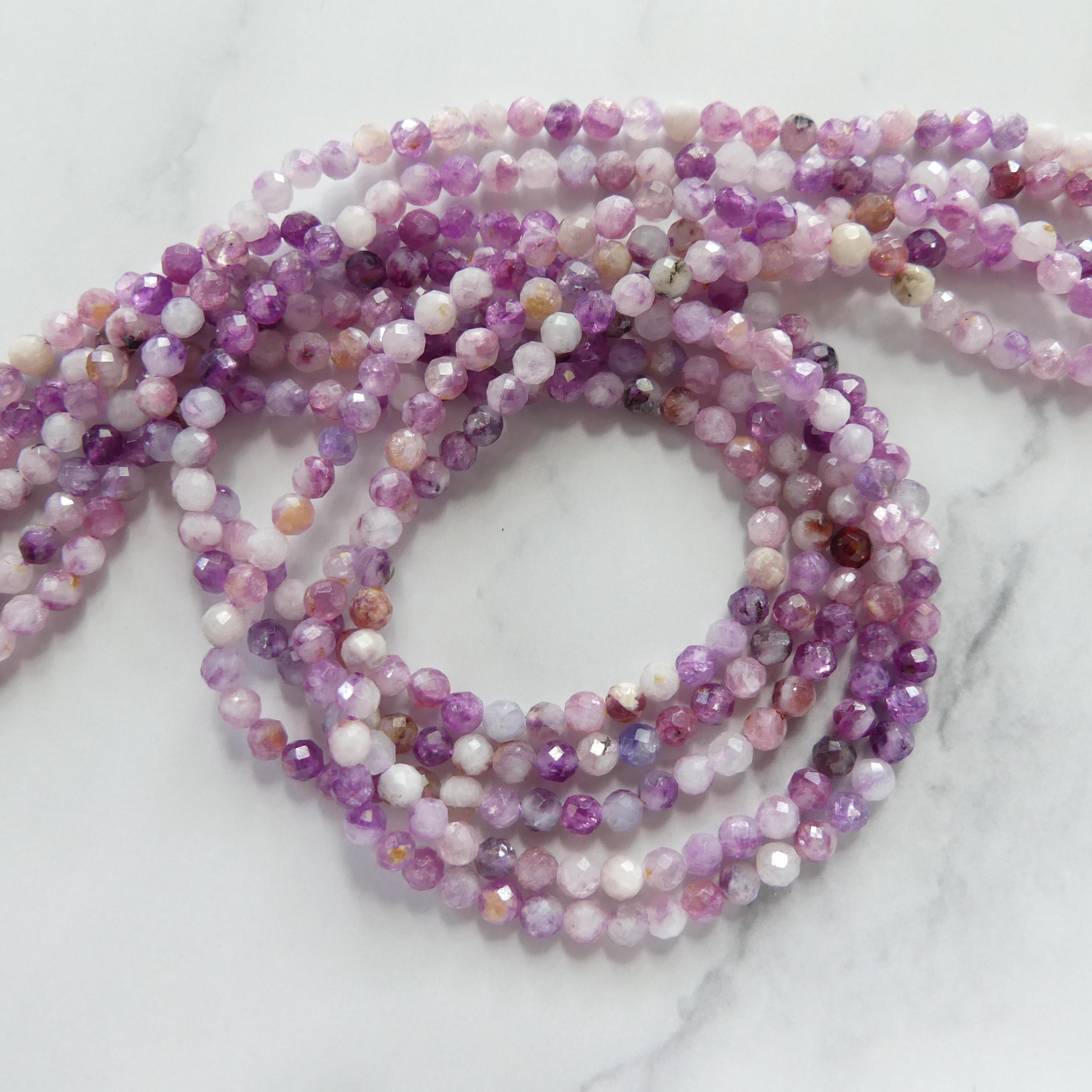 4mm AAA Lepidolite Micro Faceted Beads Genuine Lepidolite Beads 15" Sparkly Gemstone Beads for Jewelry Making