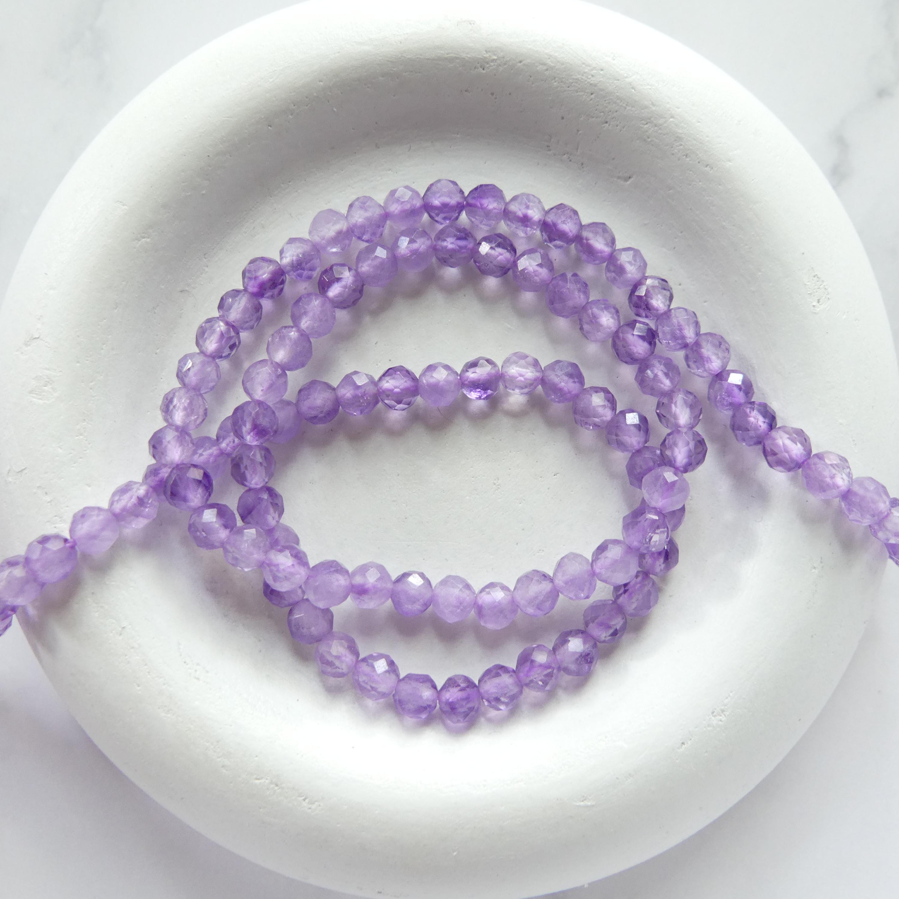 4mm Pink Amethyst Beads Faceted Beads 15" Natural Lilac Amethyst Gemstone Beads Beading Crafter Gift February Birthstone
