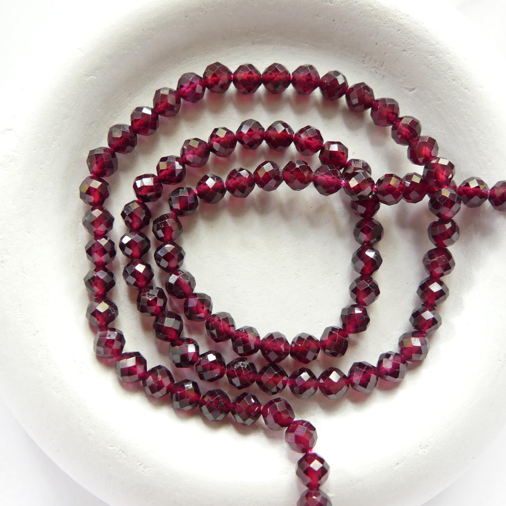 4mm AAA Pyrope Garnet Beads Faceted Beads 15" Natural Red Garnet Gemstone Beads Beading Crafter Gift January Birthstone Red Crystal Beads
