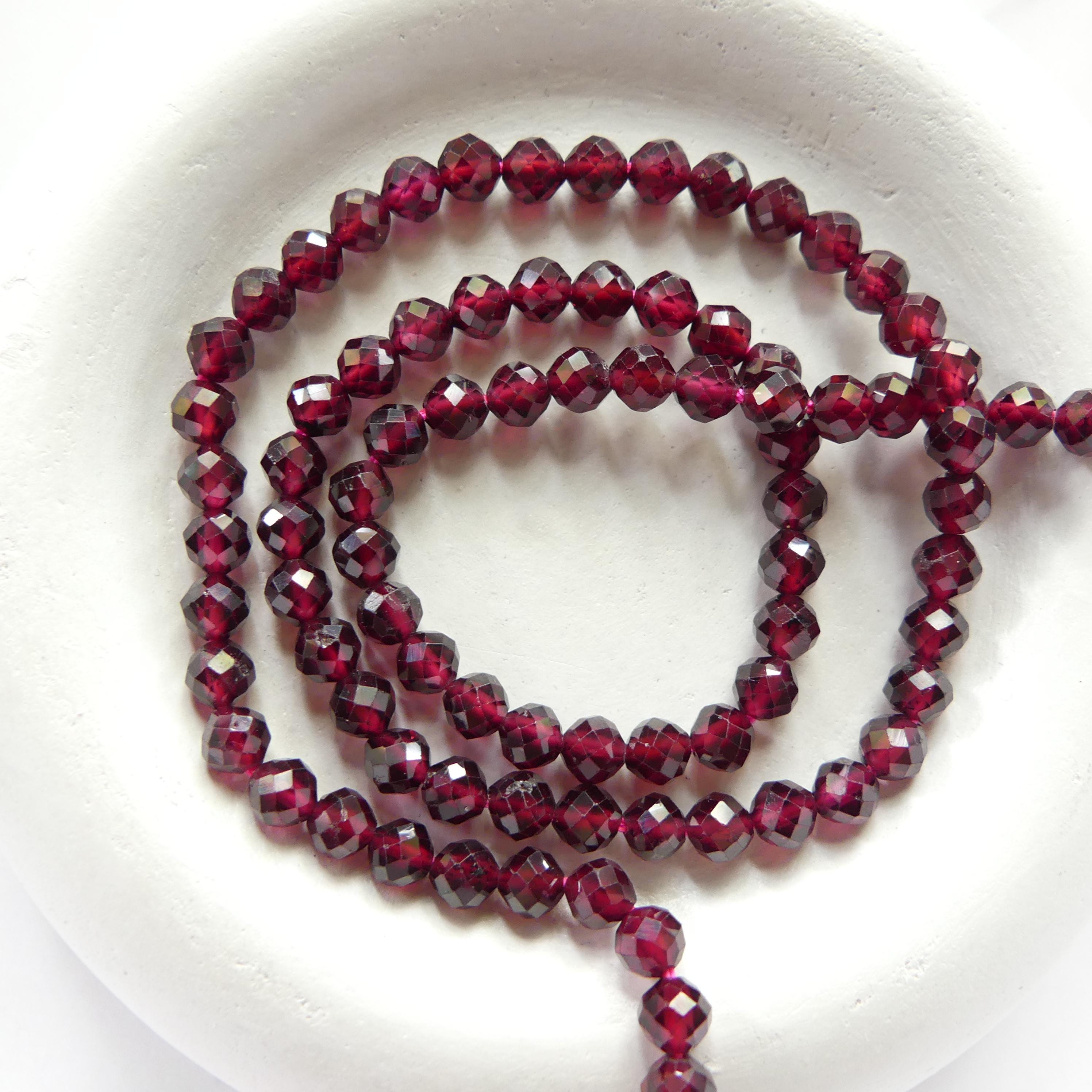 4mm AAA Pyrope Garnet Beads Faceted Beads 15" Natural Red Garnet Gemstone Beads Beading Crafter Gift January Birthstone Red Crystal Beads