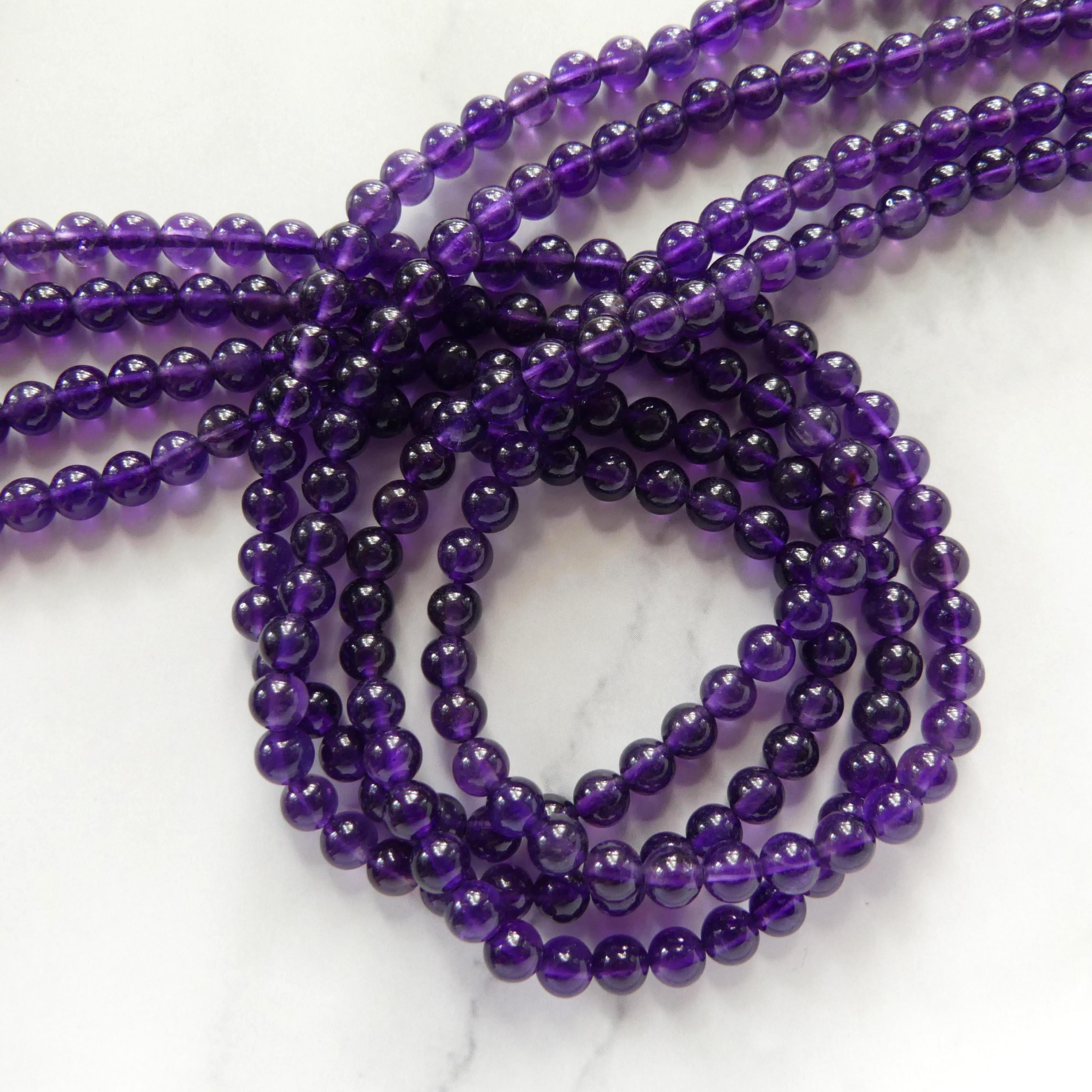 4.5mm AAA Amethyst Beads Smooth Beads 15" Dark Purple Natural Amethyst Gemstone Beads Beading Crafter Gift February Birthstone