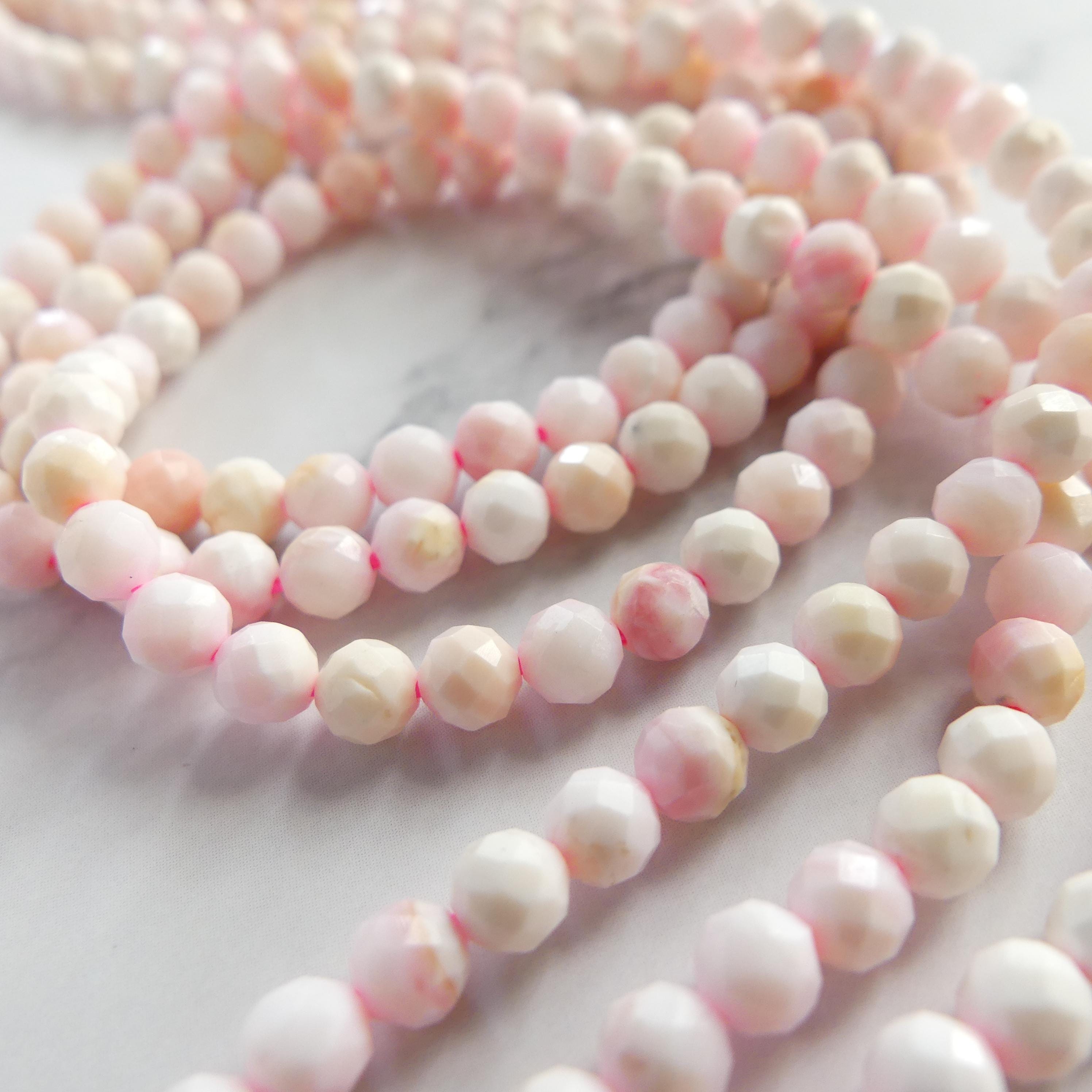 4mm Natural Queen Conch Beads Micro Faceted Genuine Shell Beads 15" Gemstone Jewelry Making Gift for crafter