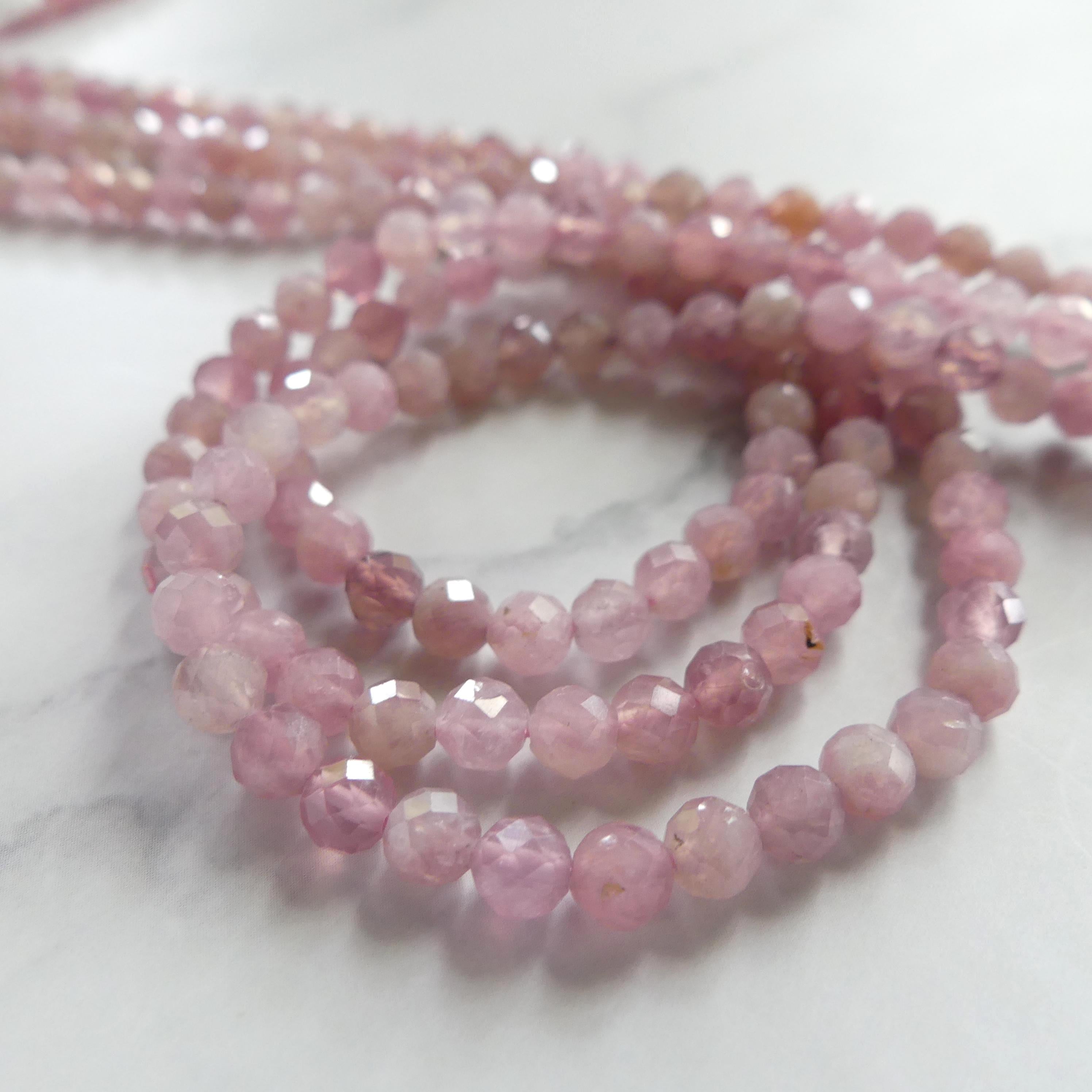 4mm AAA Madagascar Rose Quartz Gemmy Faceted Beads 15" Pale Pink Genuine Gemstone Beads for Jewelry Making Beading Craft Gift Beads