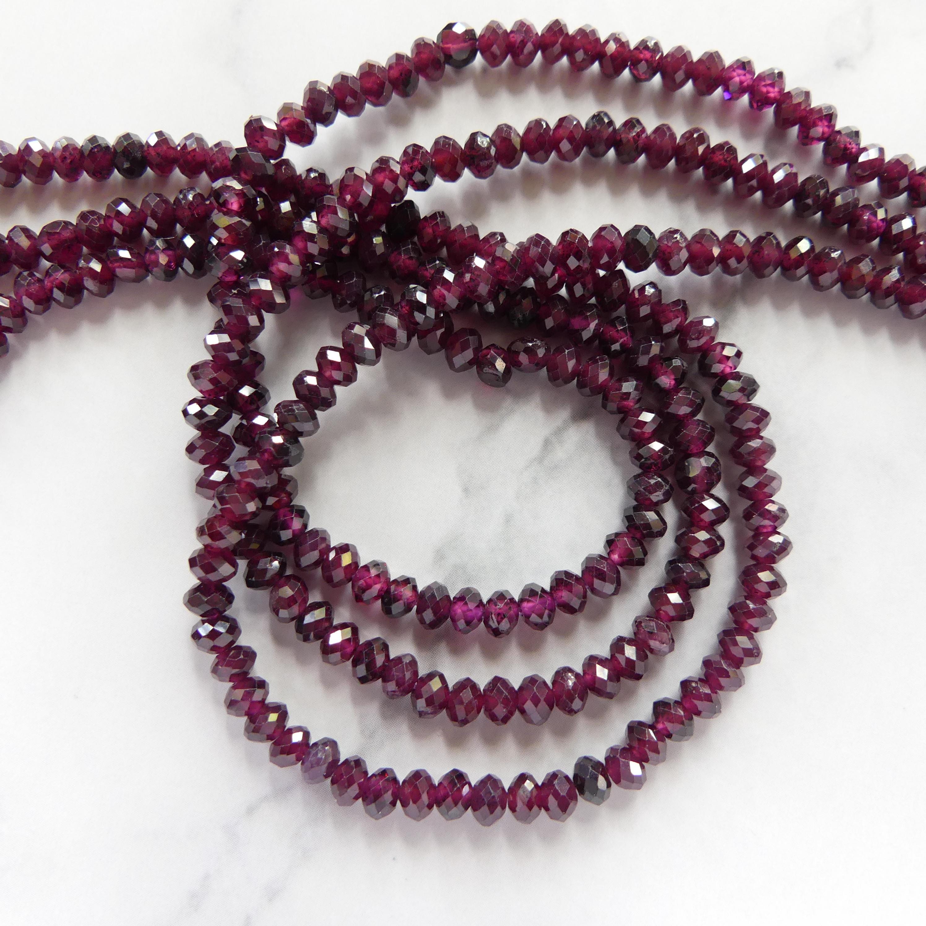 4mm AAA Rhodolite Garnet Beads Faceted Rondelle Beads 15" Natural Purple Garnet Gemstone Beads Beading Crafter Gift January Birthstone