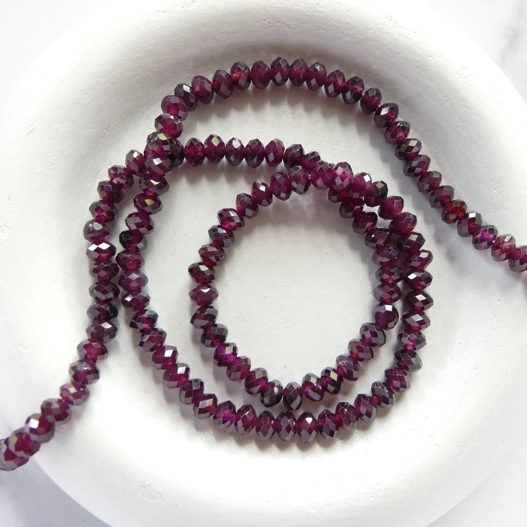 4mm AAA Rhodolite Garnet Beads Faceted Rondelle Beads 15" Natural Purple Garnet Gemstone Beads Beading Crafter Gift January Birthstone