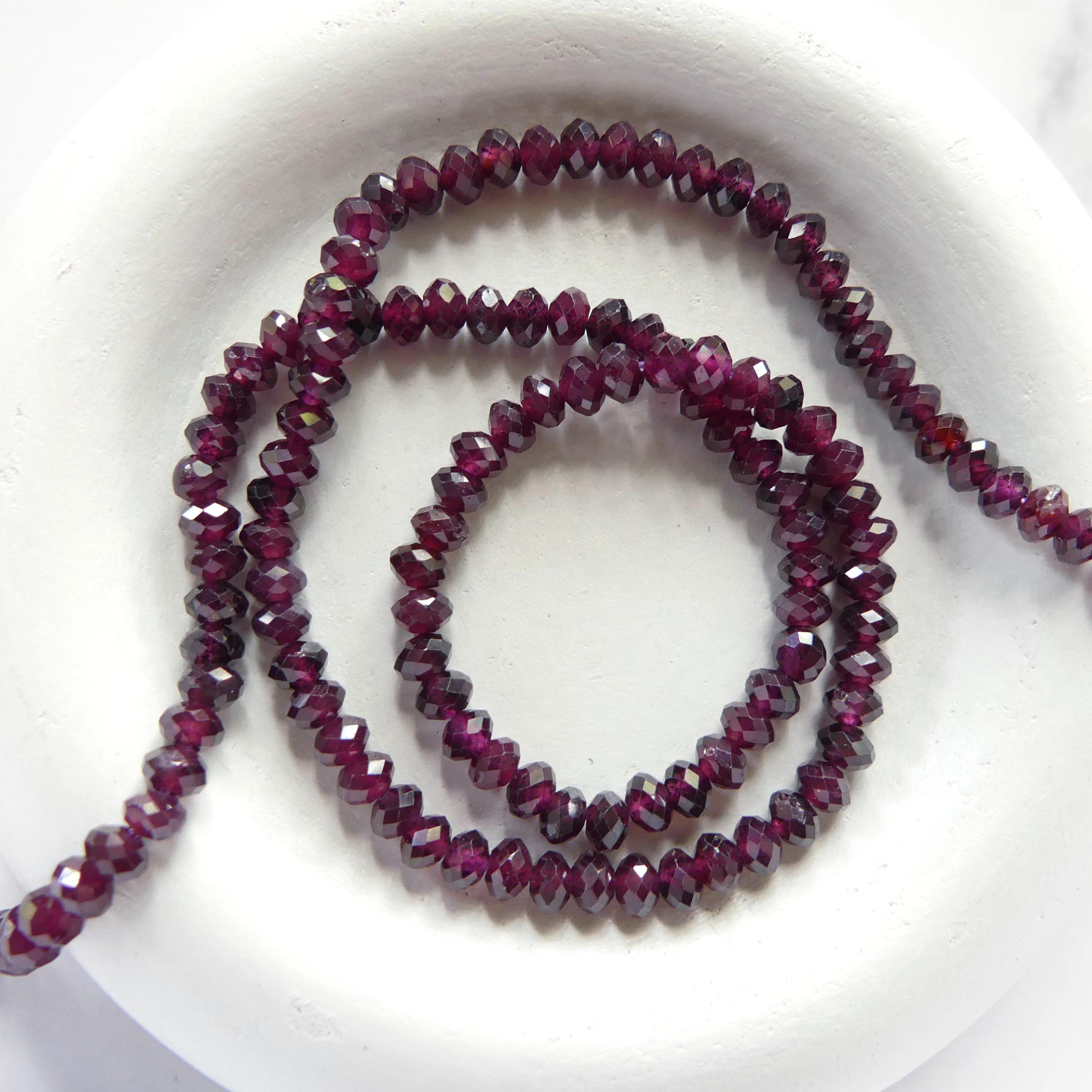 4mm AAA Rhodolite Garnet Beads Faceted Rondelle Beads 15" Natural Purple Garnet Gemstone Beads Beading Crafter Gift January Birthstone