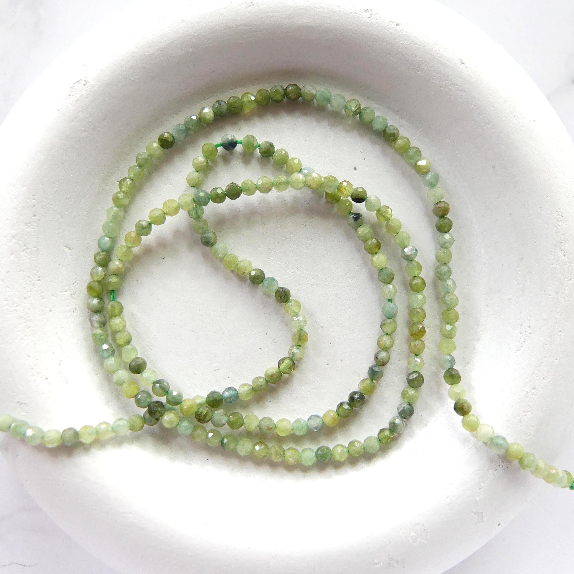 2mm Green Tourmaline Micro Faceted Beads 15" Light Green Sparkly Gemstone Beads for Jewelry Making Beading Gift Crafter October Birthstone