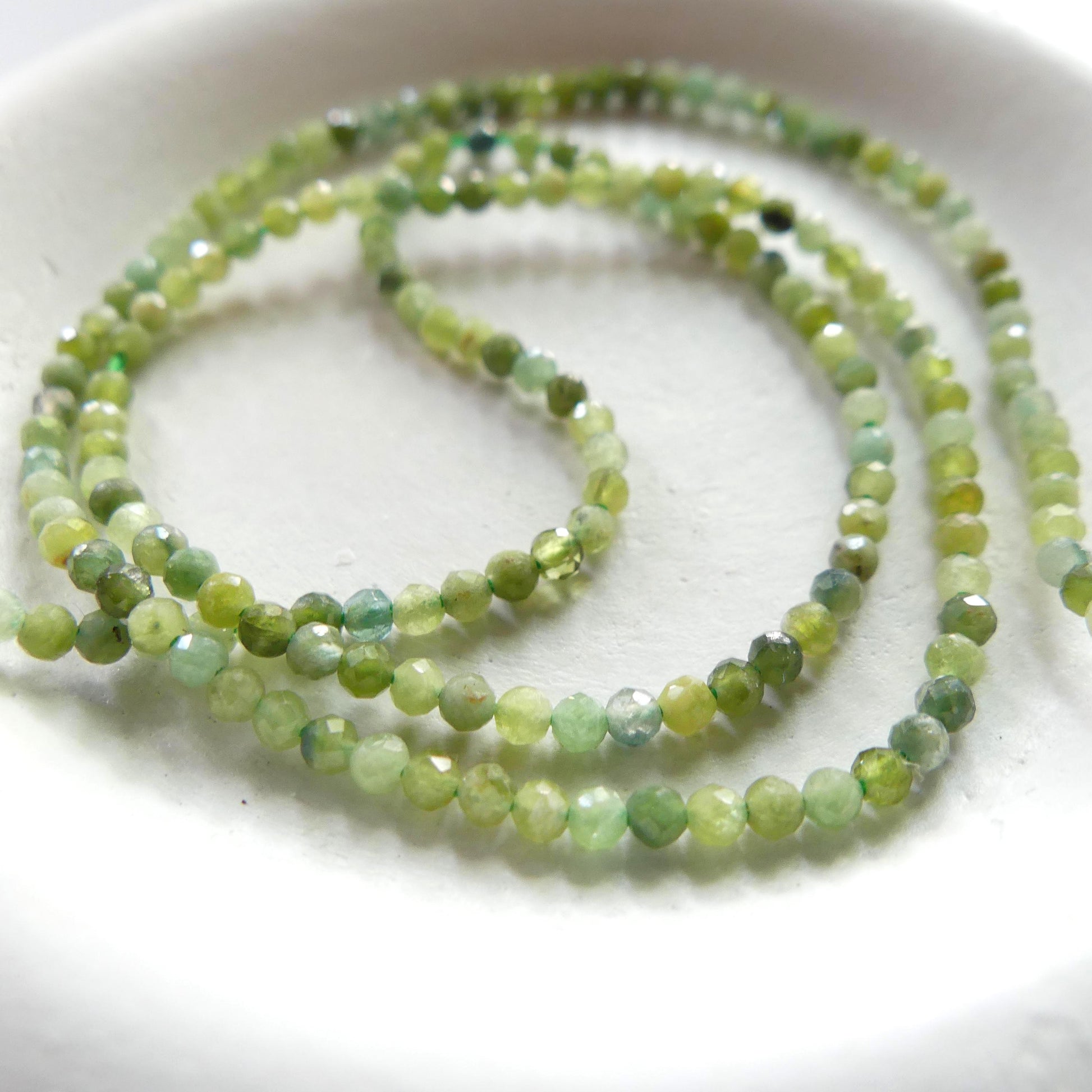 2mm Green Tourmaline Micro Faceted Beads 15" Light Green Sparkly Gemstone Beads for Jewelry Making Beading Gift Crafter October Birthstone
