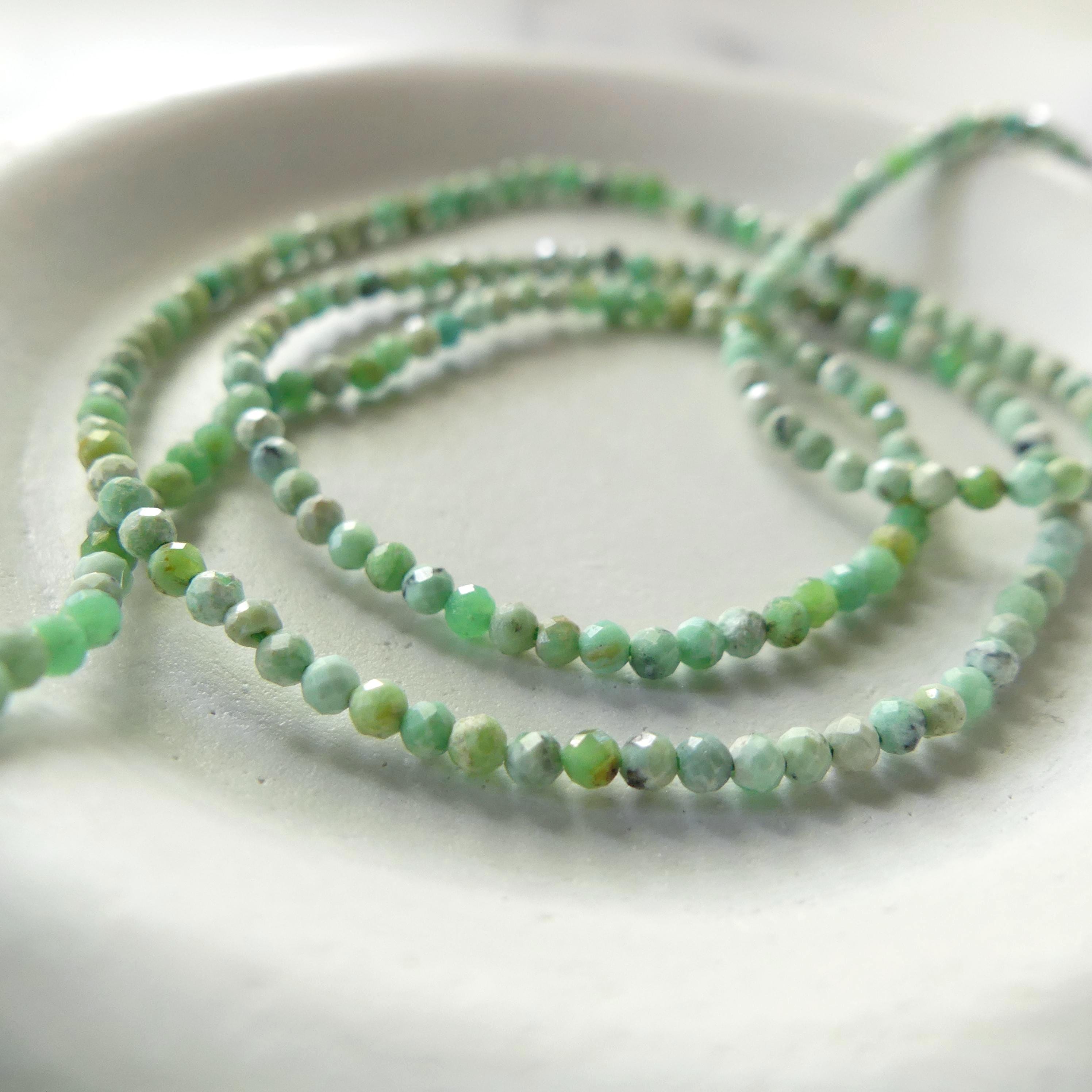 1.9mm Variscite Micro Faceted Beads 15" Green Rare Gemstone Beads for Jewelry Making Beading Gift Crafter