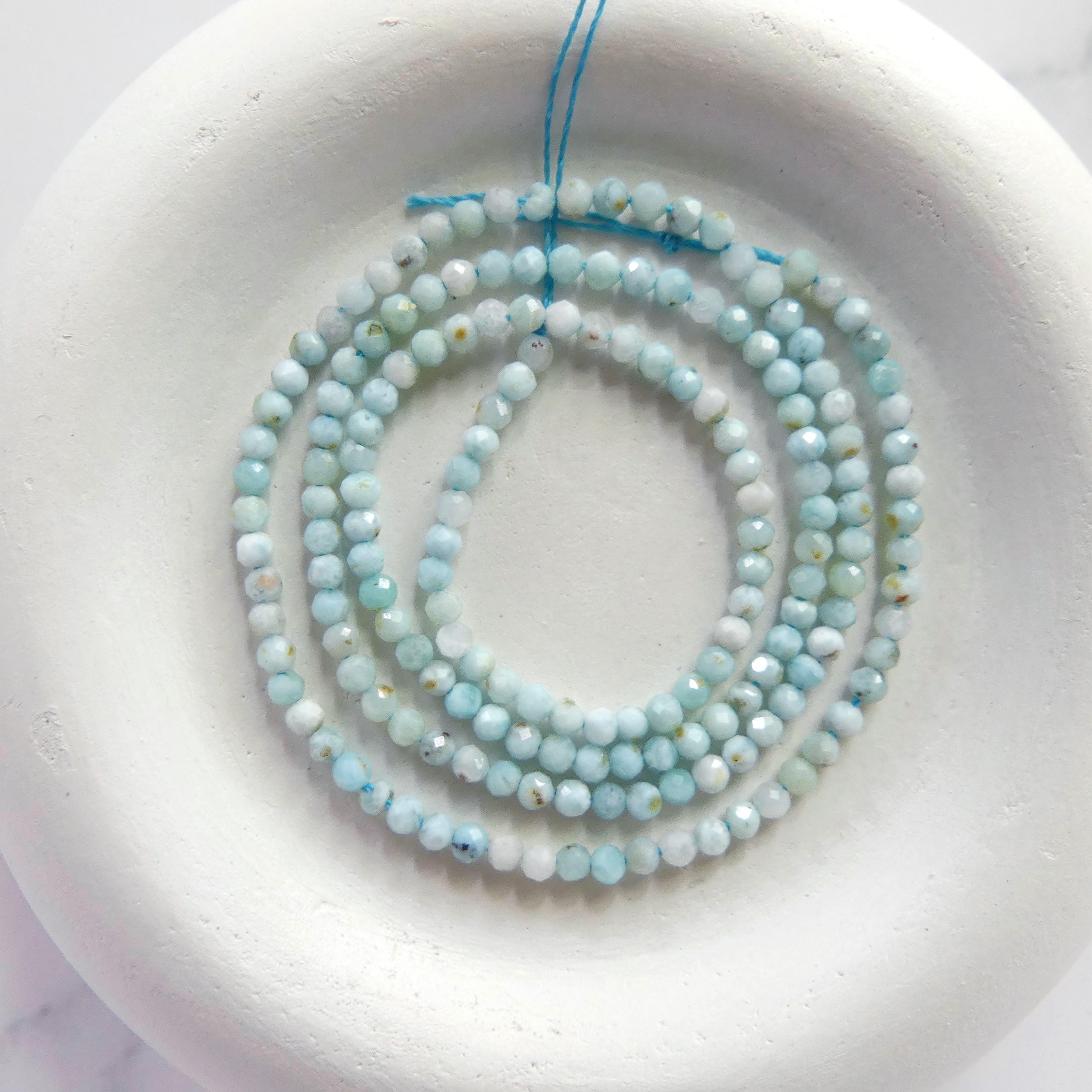 2.5mm Larimar Faceted Beads 15" 2mm Dominican Larimar Genuine Gemstone Beads for Jewelry Making Beading Craft Gift Beads