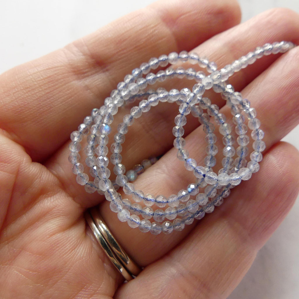 2mm AAA Labradorite Micro Faceted Beads Genuine Blue Flash Beads 15" Sparkly Gemstone Beads for DIY Jewelry Making Crafter Gift