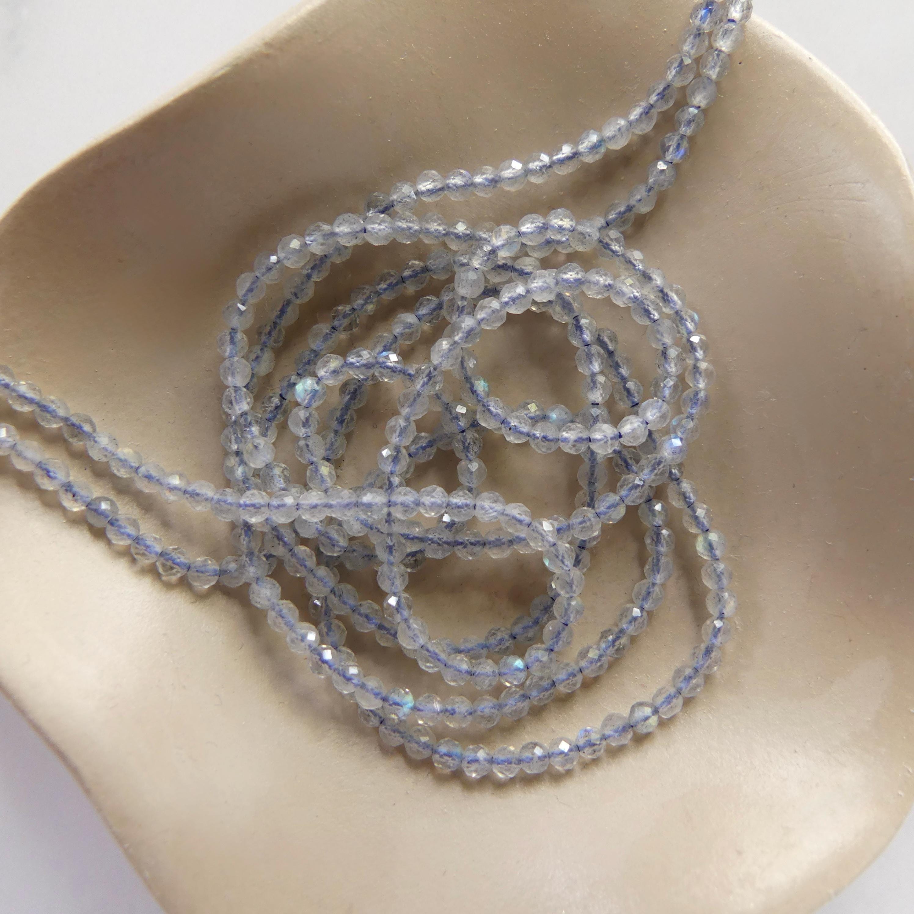 2mm AAA Labradorite Micro Faceted Beads Genuine Blue Flash Beads 15" Sparkly Gemstone Beads for DIY Jewelry Making Crafter Gift