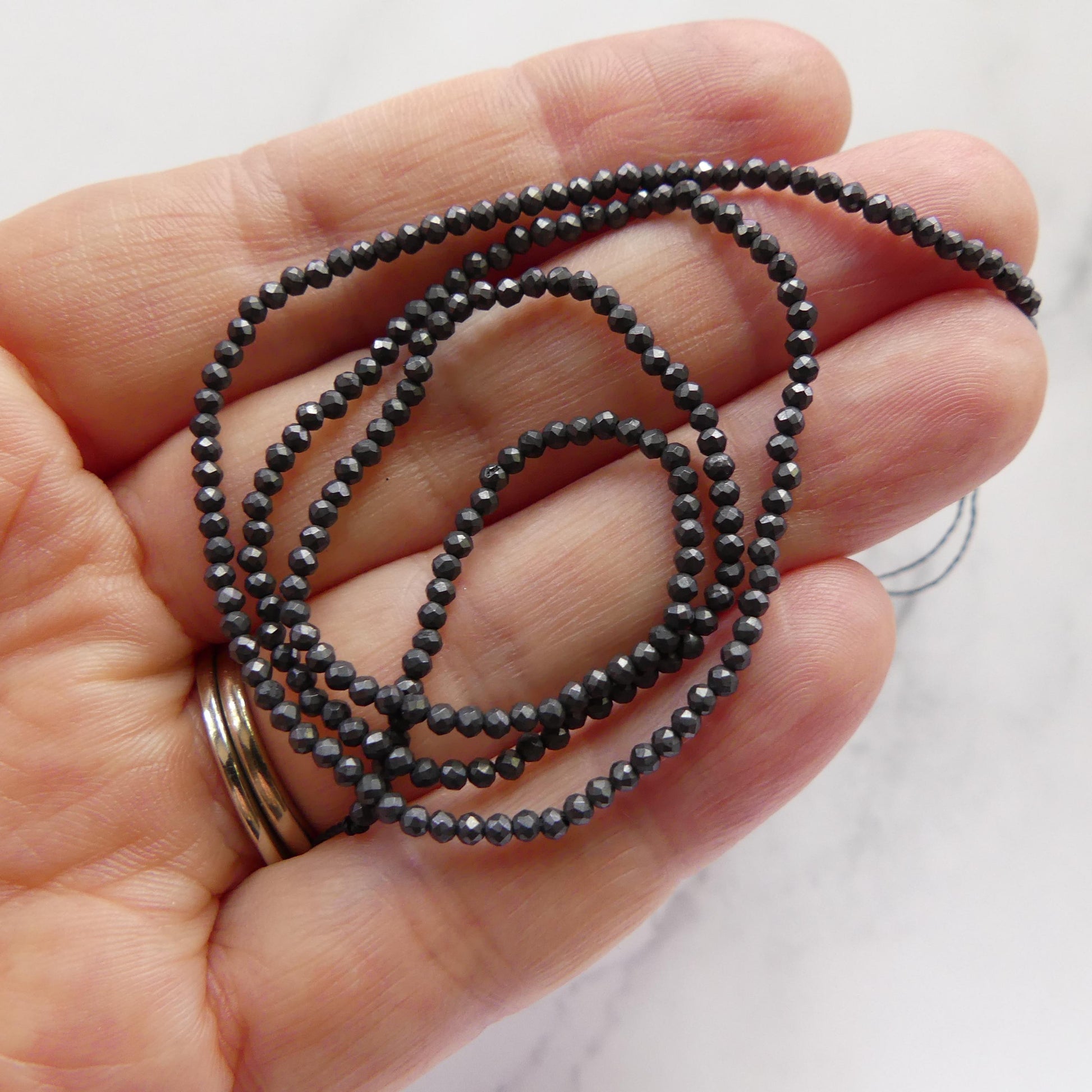 2mm Shungite Micro Faceted Beads 15" Genuine Russian Shungite Beads Black Gemstone Beads Beading Crafter Gift