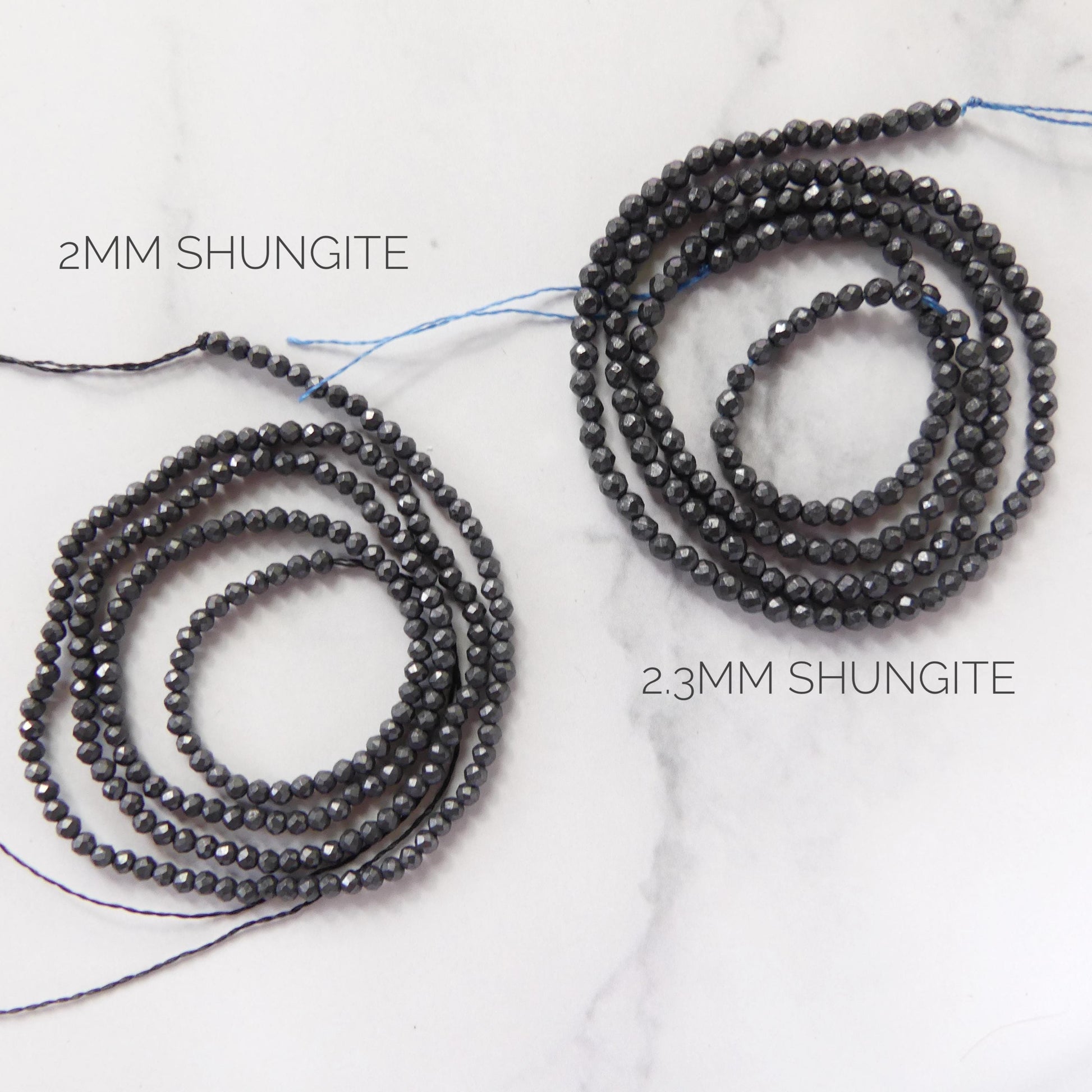 2mm Shungite Micro Faceted Beads 15" Genuine Russian Shungite Beads Black Gemstone Beads Beading Crafter Gift