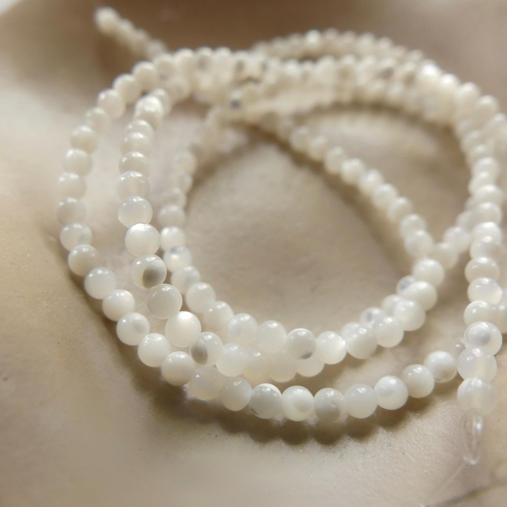 2mm Natural Mother of Pearl Beads Smooth MOP Genuine Shell Beads 15" Gemstone Jewelry Making Gift for crafter