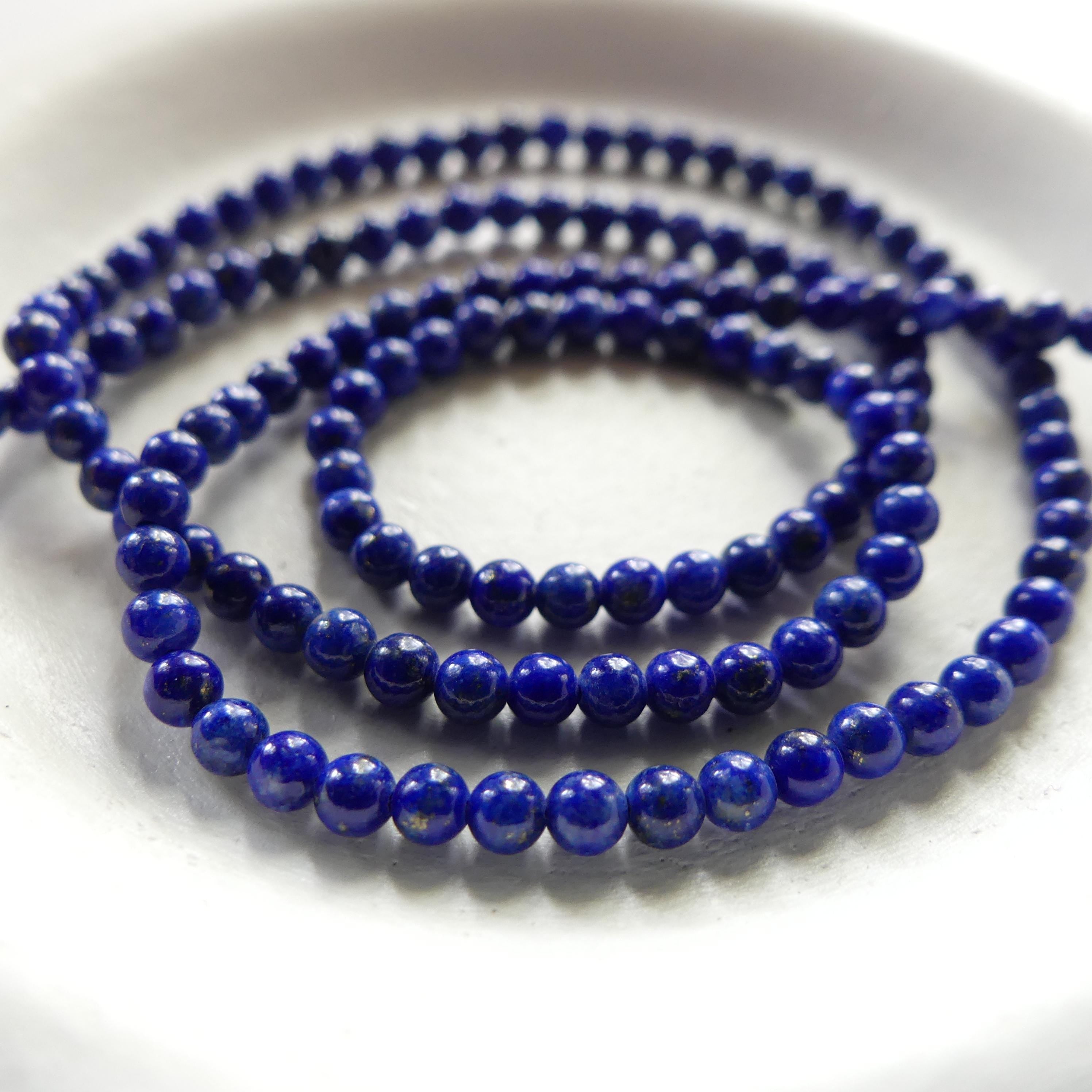 2.5mm Smooth Lapis Lazuli Beads 15" Blue Lapis Gemstone Beads for Jewelry Making Beading Craft Gift Beads DIY Jewelry Making
