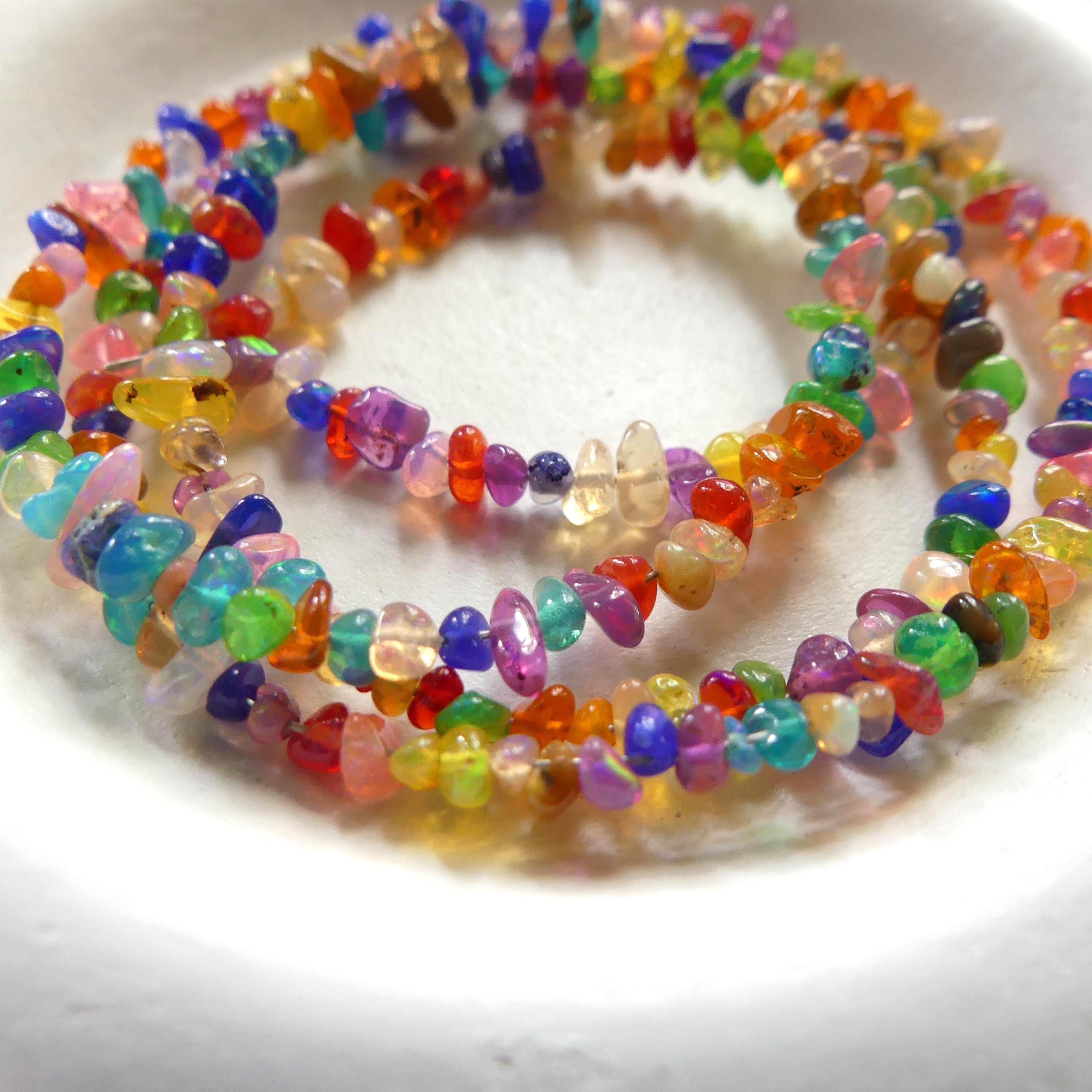 2mm-5mm Colorful Opal Beads 18" Disco Opal Chips Genuine Beads Natural Irregular Multi Color Opal Jewelry Making Beading Craft Gift Beads