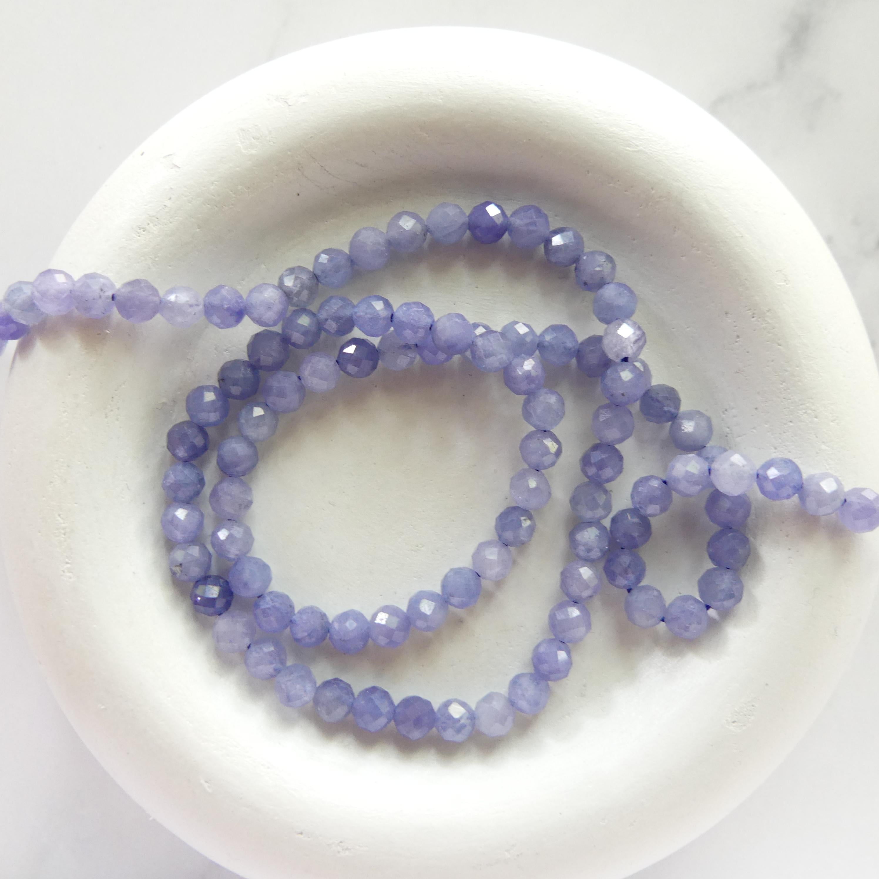 4mm AAA Tanzanite Beads Micro Faceted Beads 15" Natural Tanzanite Gemstone Beads Lilac Purple Beading Crafter Gift December Birthstone