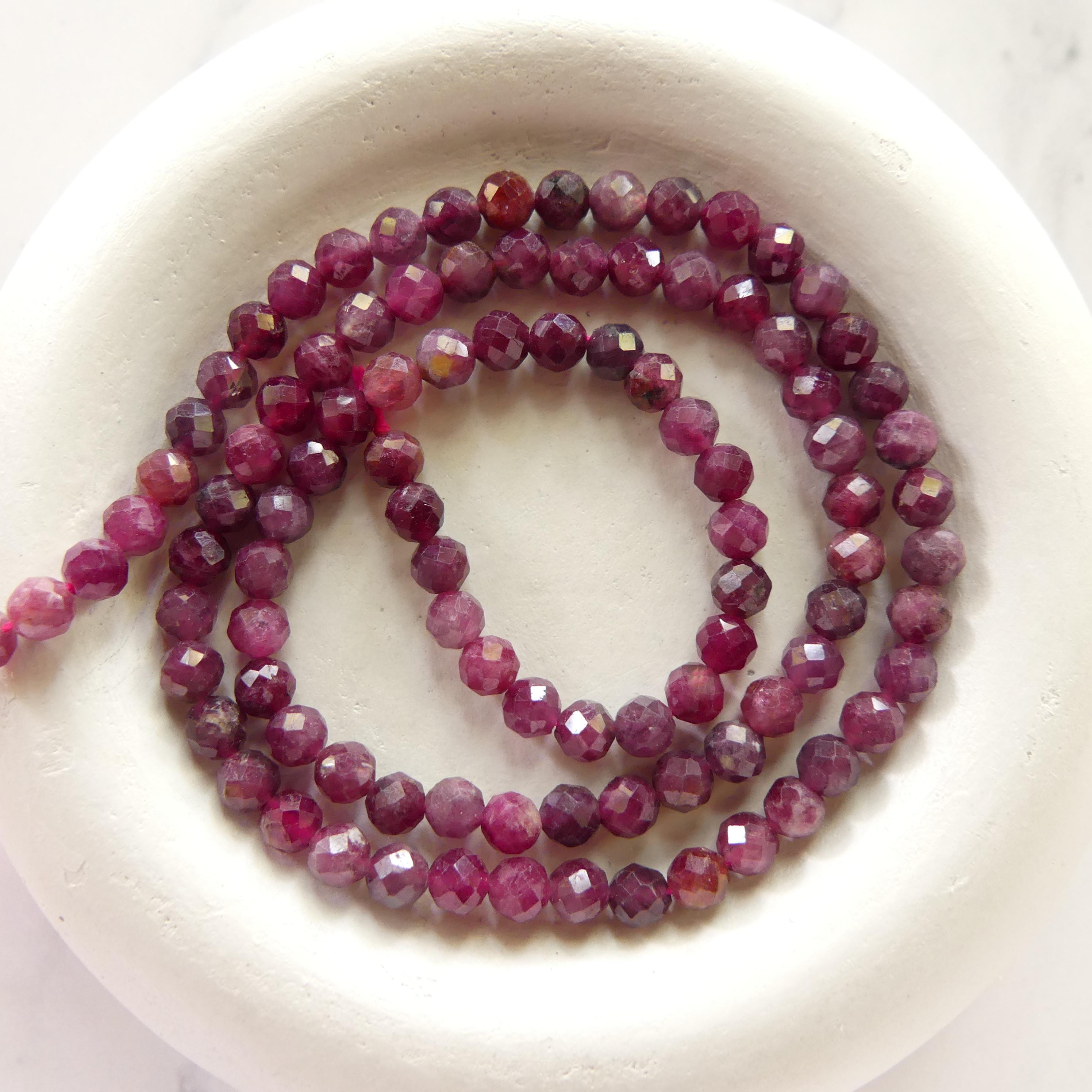 4mm Pink Rubellite Beads Pink Tourmaline Faceted Beads Crystal 15" Sparkly Gemstone Beads for Jewelry Making Beading Gift October Birthstone