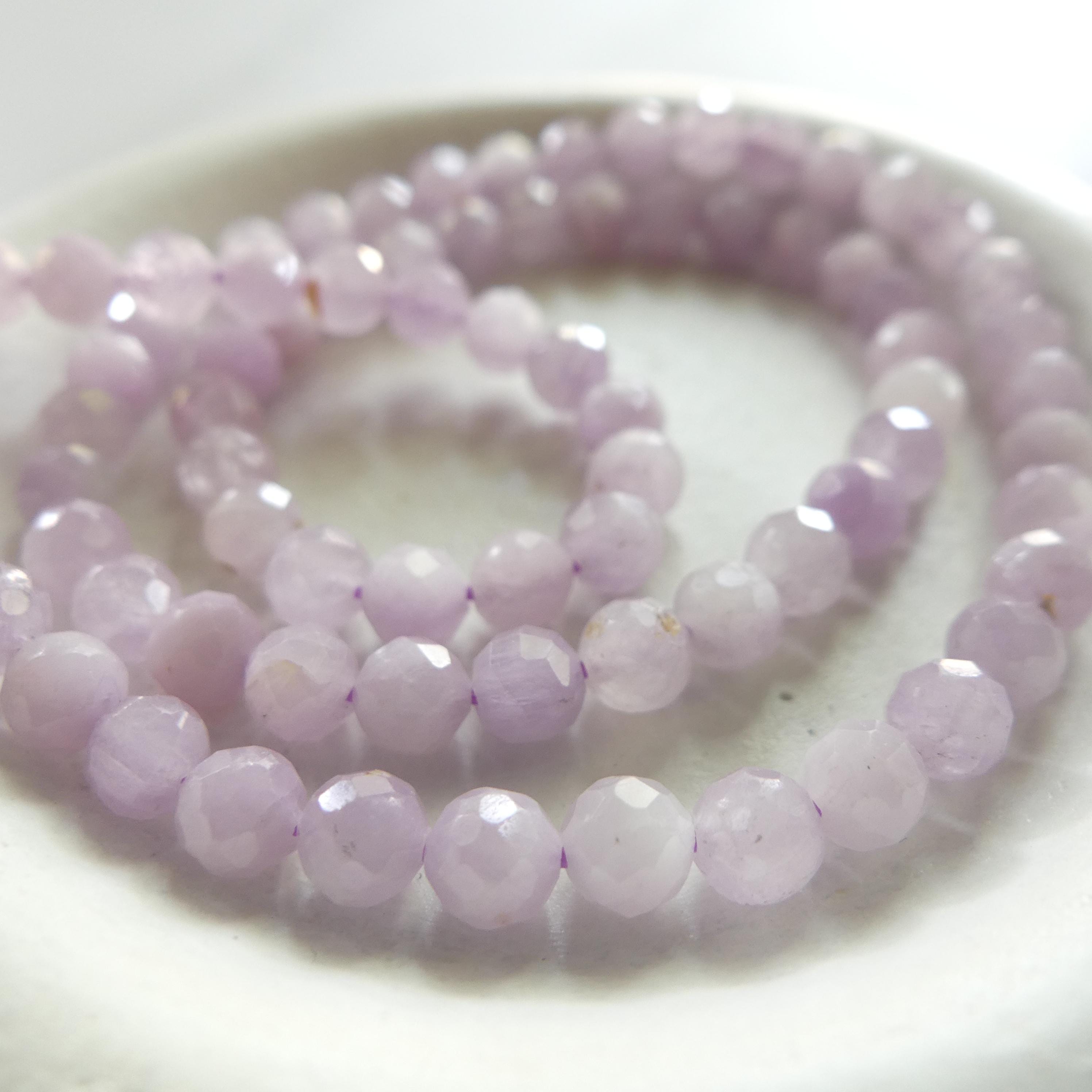4mm Kunzite Beads Faceted Genuine Lilac Kunzite Beads 15" Sparkly Lilac Gemstone Beads Natural Crystal for Jewelry Making DIW Jewelry Making