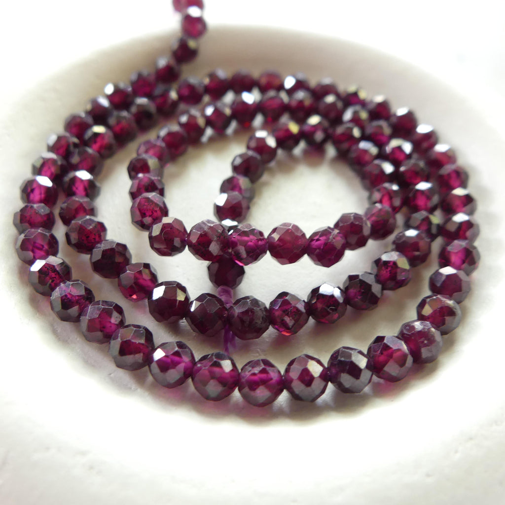 4mm AAA Rhodolite Garnet Beads Faceted Beads 15" Natural Purple Garnet Gemstone Beads Beading Crafter Gift January Birthstone