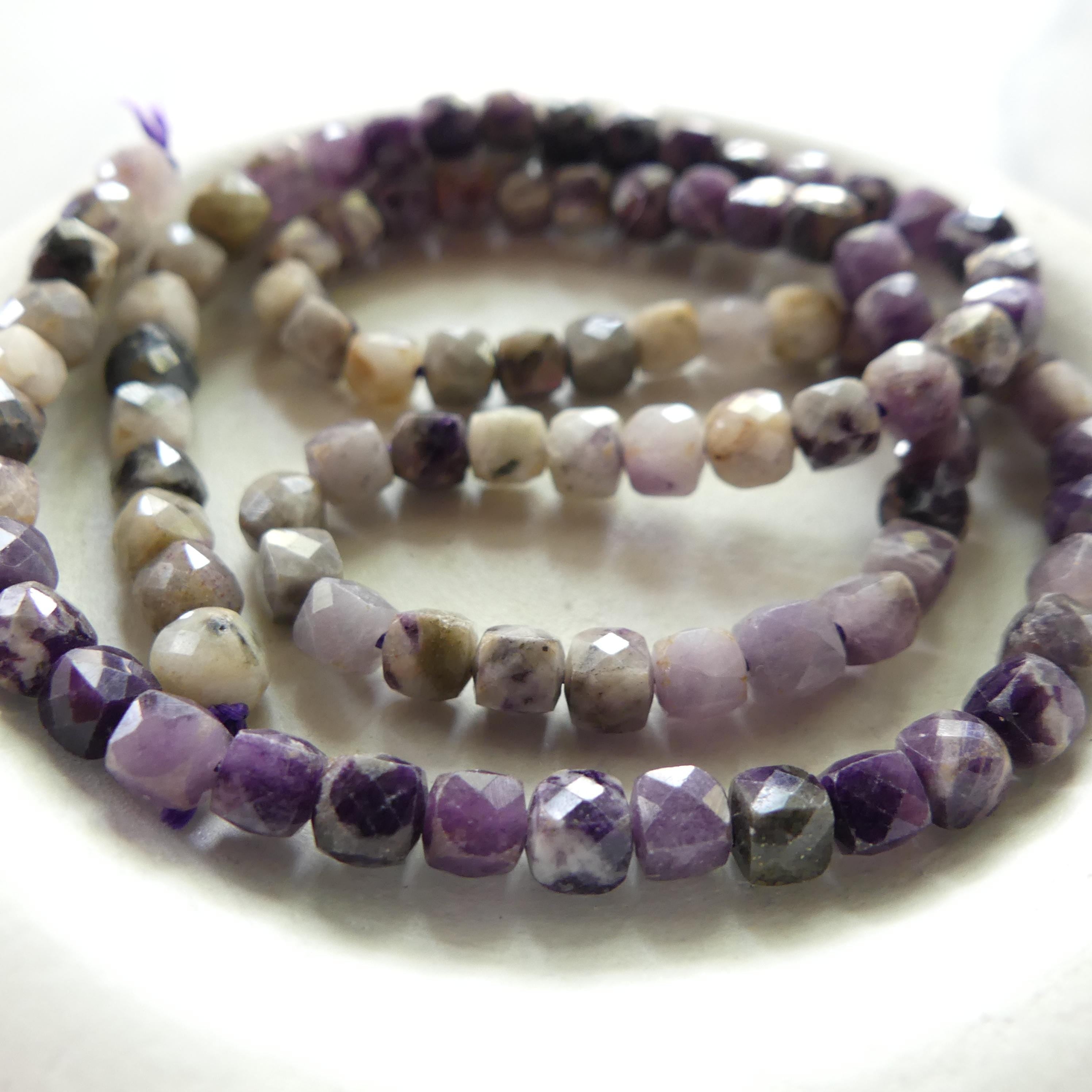 4mm AAA Sugilite Cube Beads Faceted Genuine Beads 15" Purple Gemstone Beads Beading Crafter Gift Seed beads rare Crystal healing beads