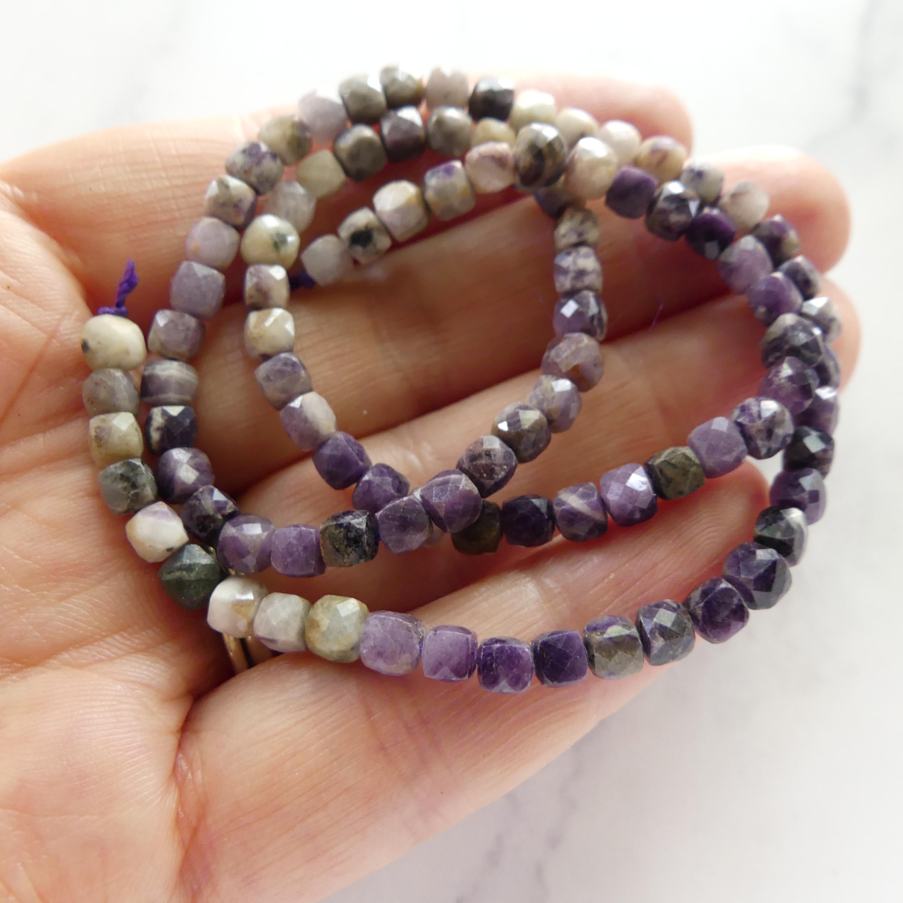 4mm AAA Sugilite Cube Beads Faceted Genuine Beads 15" Purple Gemstone Beads Beading Crafter Gift Seed beads rare Crystal healing beads