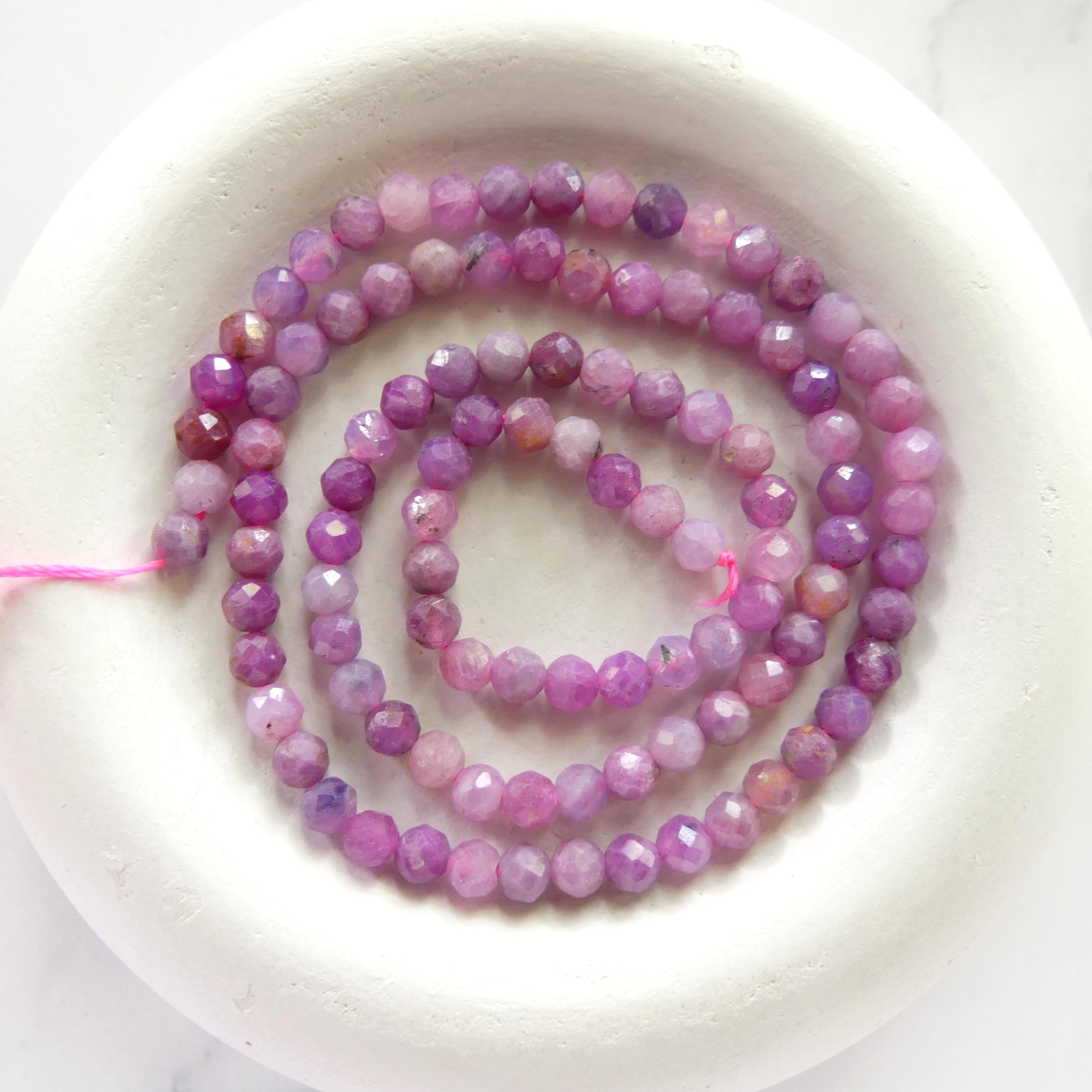 4mm Natural Ruby Beads Faceted Beads 15" Natural Pink Ruby Purple Gemstone Beads Crystal Beading Crafter Gift July Birthstone DIY Jewelry