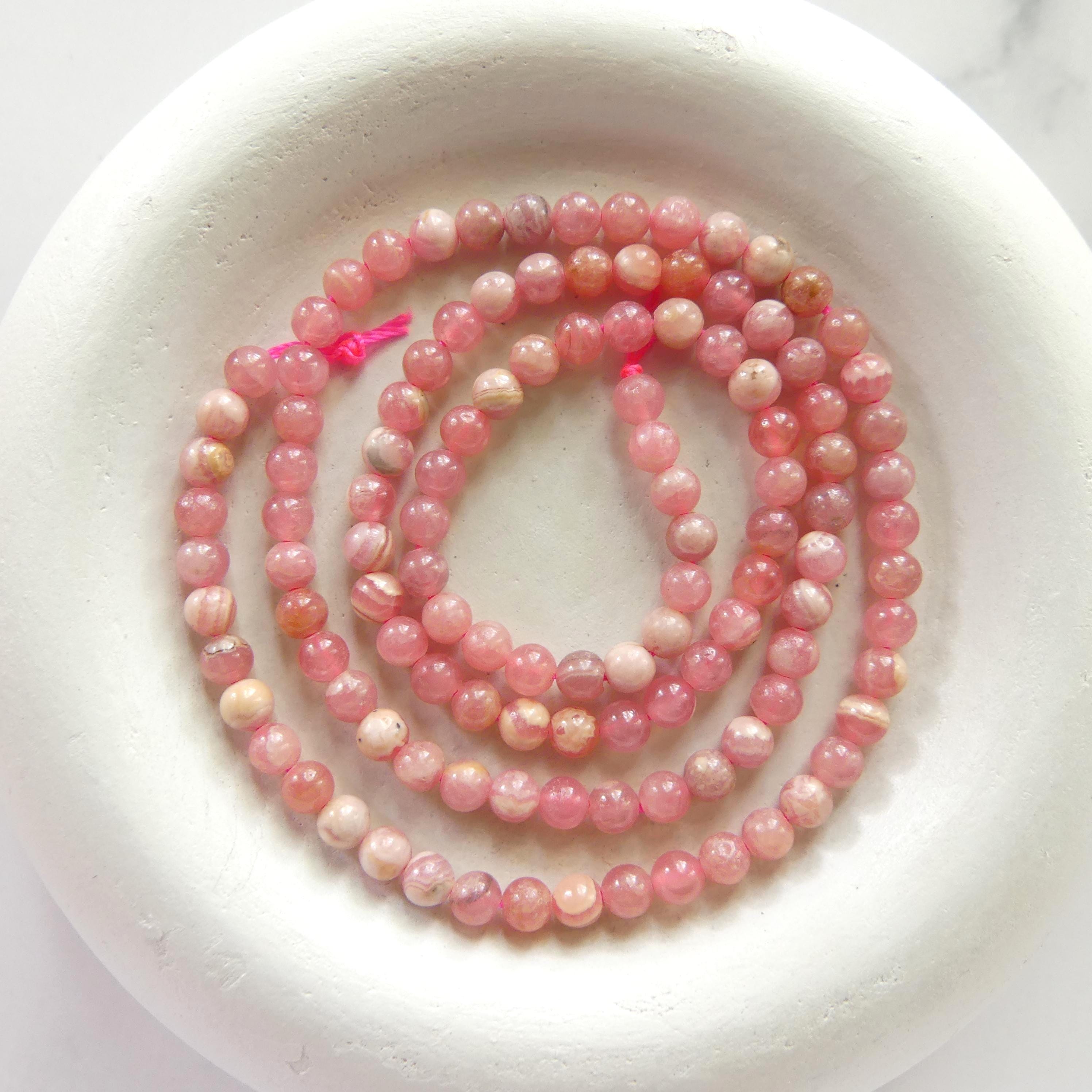 3mm Natural Rhodochrosite Beads Smooth 15" Nude Pink Genuine Gemstone Beads Jewelry Making Beading Craft Gift Beads Self-Love Abundance