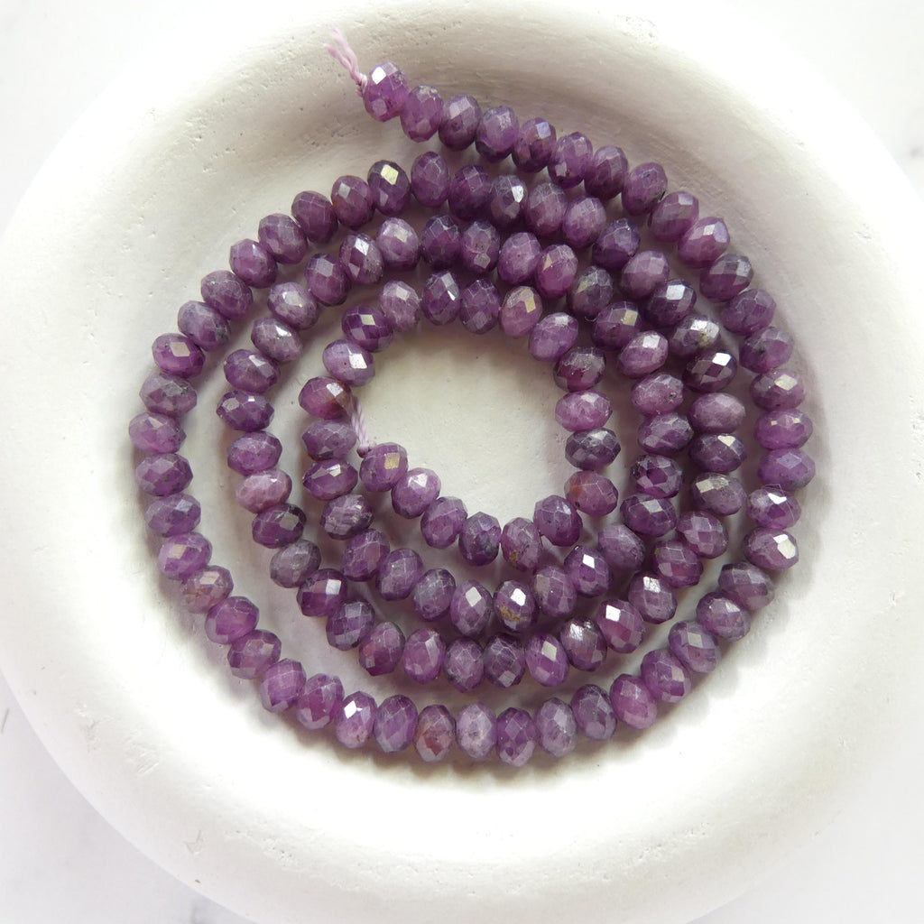 4.5mm Purple Sapphire Rondel Beads Faceted 15" Raw Sapphire Genuine Gemstone Beads Jewelry Making Beading Craft Gift September Birthstone