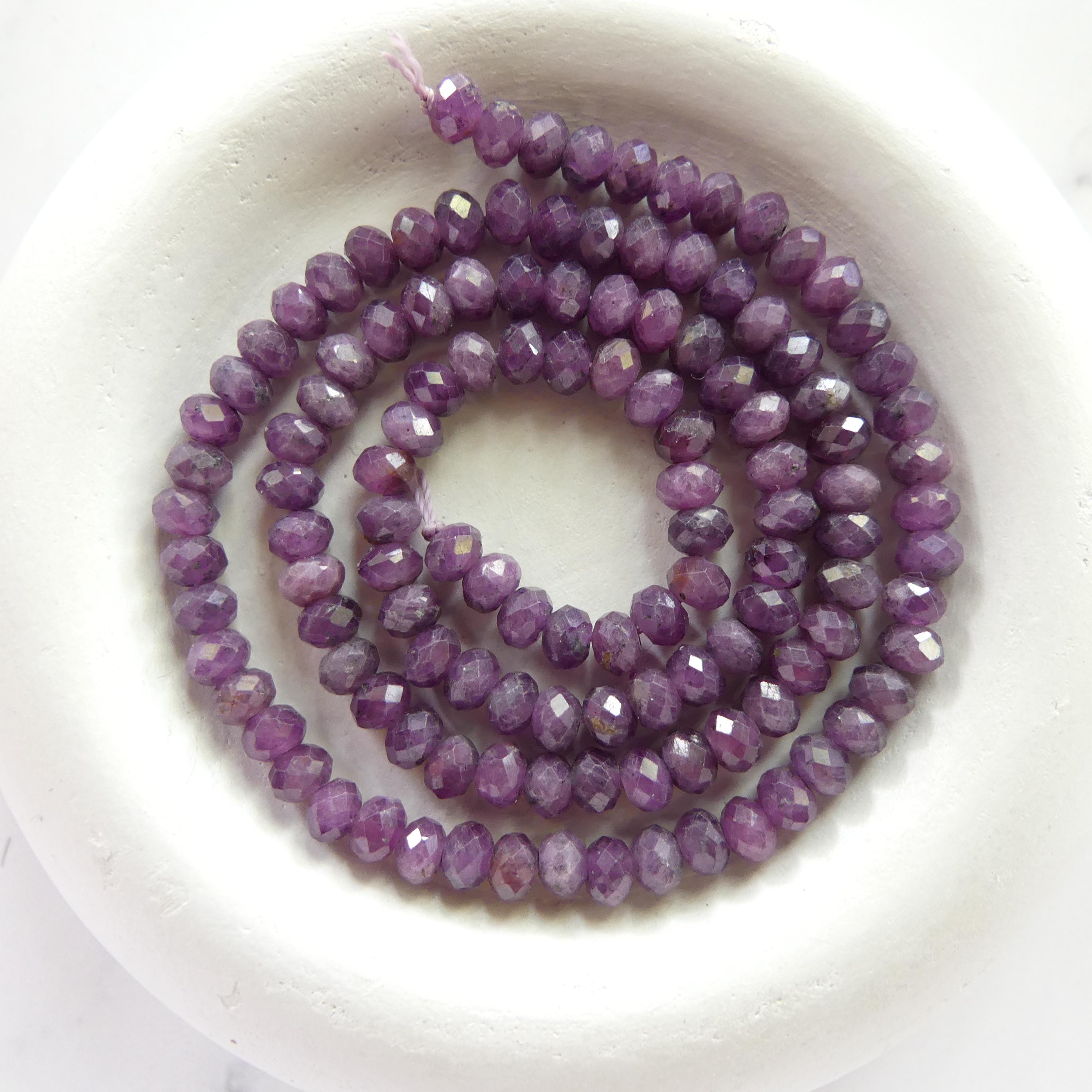 4.5mm Purple Sapphire Rondel Beads Faceted 15" Raw Sapphire Genuine Gemstone Beads Jewelry Making Beading Craft Gift September Birthstone