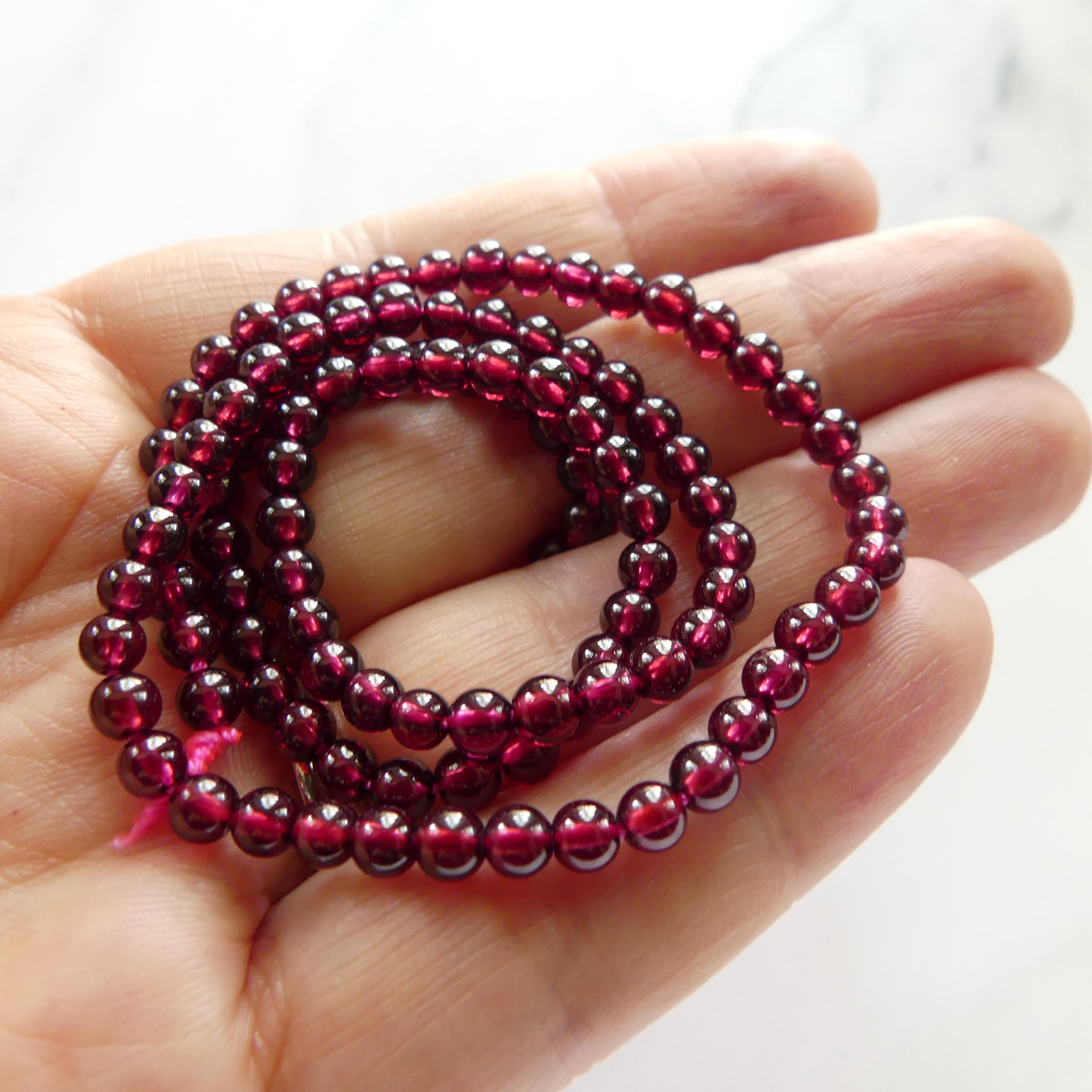 4mm AAA Pyrope Garnet Smooth Beads 15" Natural Garnet Gemstone Beads Beading Crafter Gift DIY Jewelry Making January Birthstone