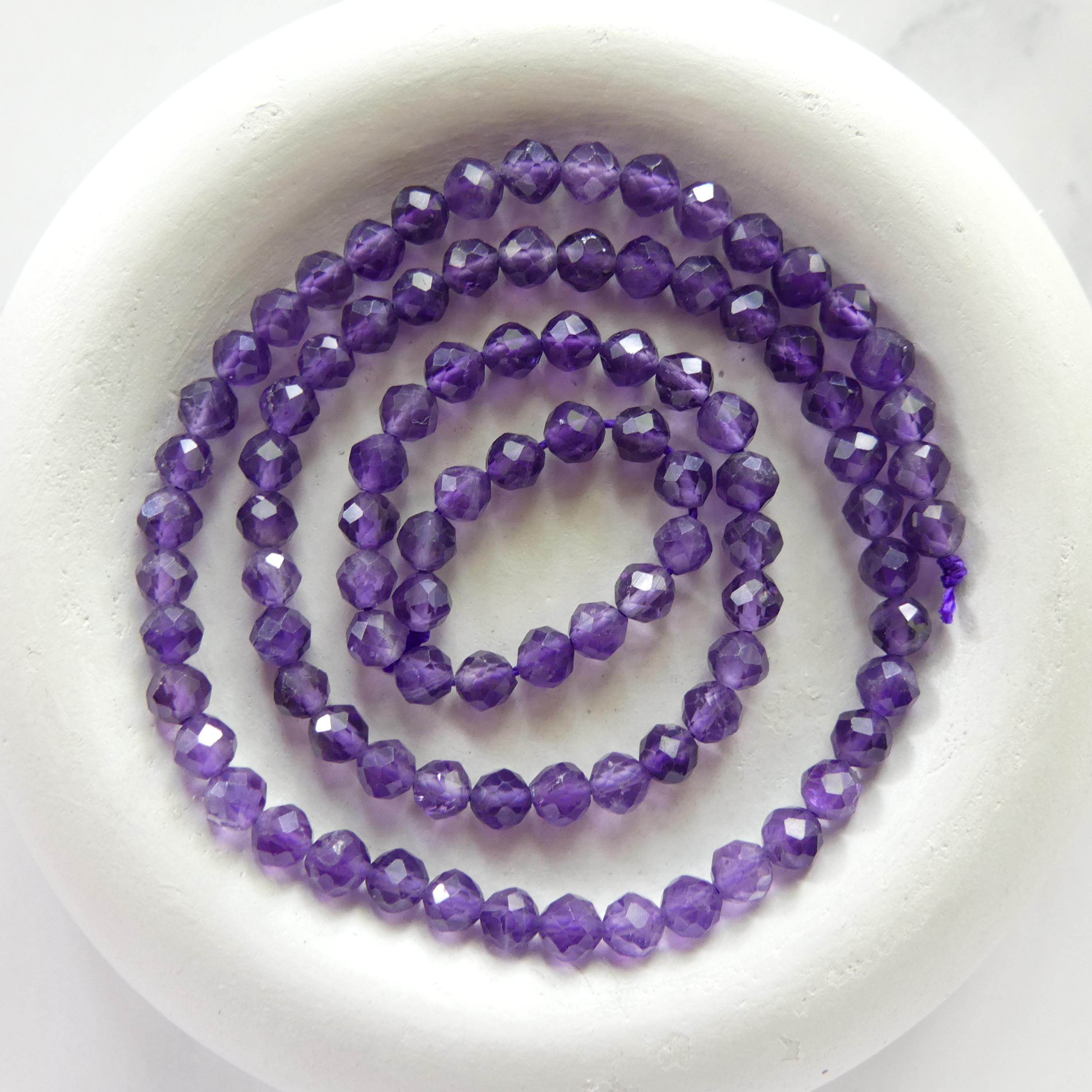4mm AAA Amethyst Beads Faceted 15" Purple Natural Amethyst Gemstone Beads Crystal Beading Crafter Gift February Birthstone