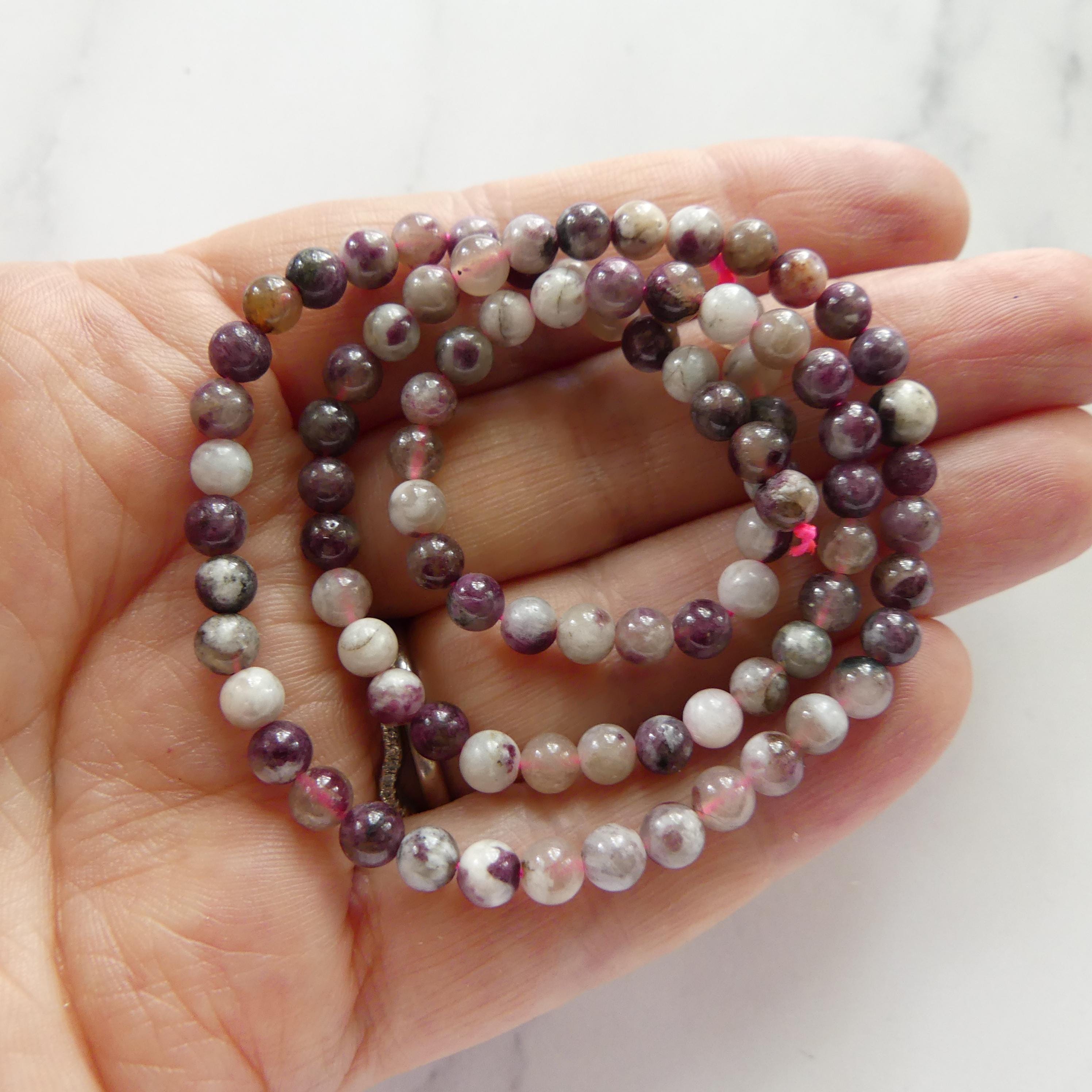 4mm Plum Blossom Tourmaline Beads Smooth Tourmaline 15" Purple Gemstone Beads for Jewelry Making Beading Gift October Birthstone