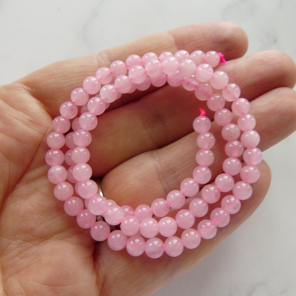 4mm AAA Rose Quartz Beads Smooth 15" Pale Pink Genuine Gemstone Beads for Jewelry Making Beading Craft Gift Beads