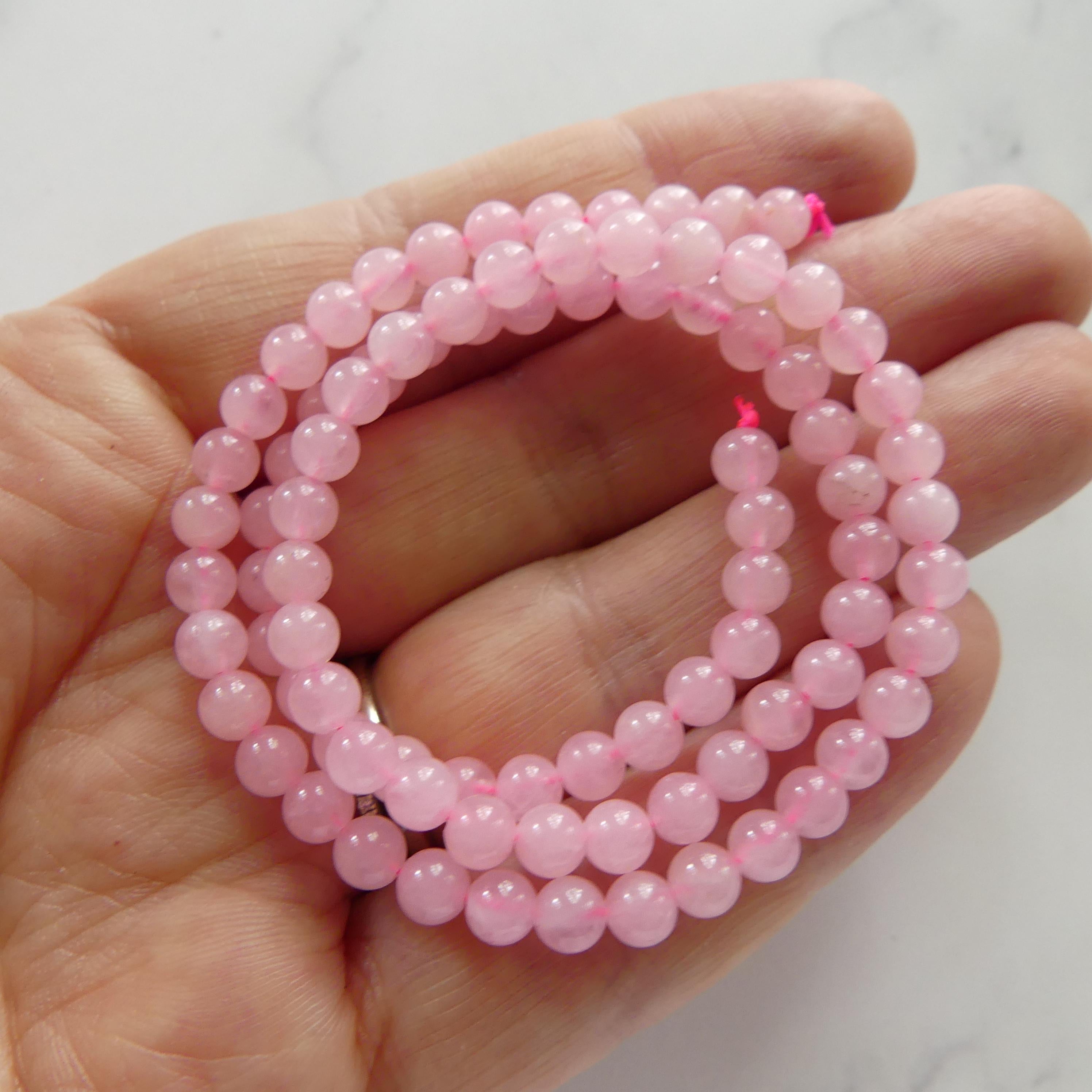 4mm AAA Rose Quartz Beads Smooth 15" Pale Pink Genuine Gemstone Beads for Jewelry Making Beading Craft Gift Beads