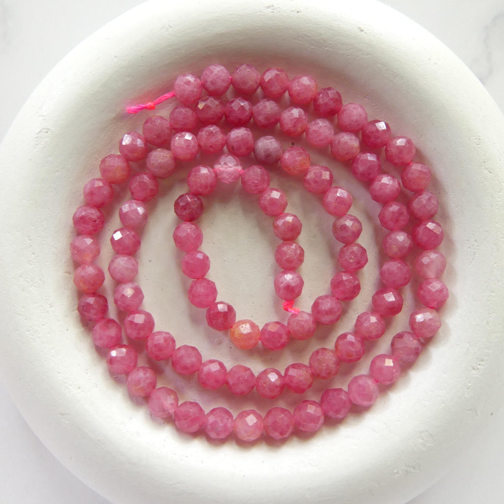 4mm AAA Rhodonite Beads Faceted 15" Pink Genuine Gemstone Beads for Jewelry Making Beading Craft Gift Beads Self-Love Abundance