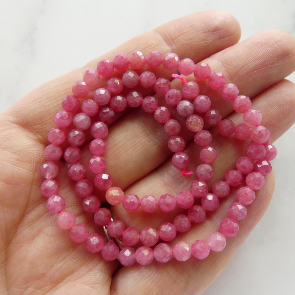 4mm AAA Rhodonite Beads Faceted 15" Pink Genuine Gemstone Beads for Jewelry Making Beading Craft Gift Beads Self-Love Abundance