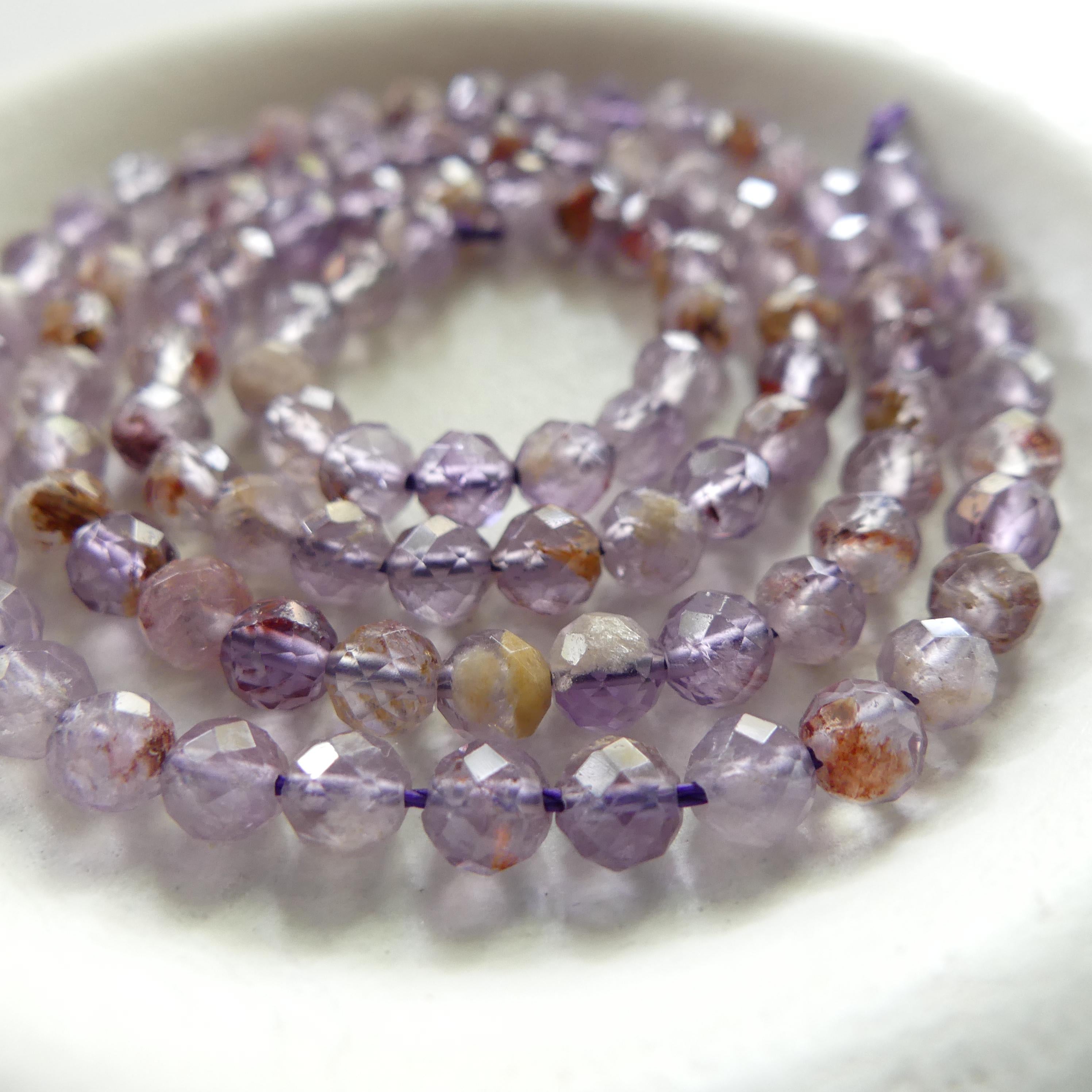 4mm Cacoxenite Faceted Beads Super Seven 7 Genuine Beads 15" Sparkly Gemstone Melody Stone Beads Beading Crafter Gift