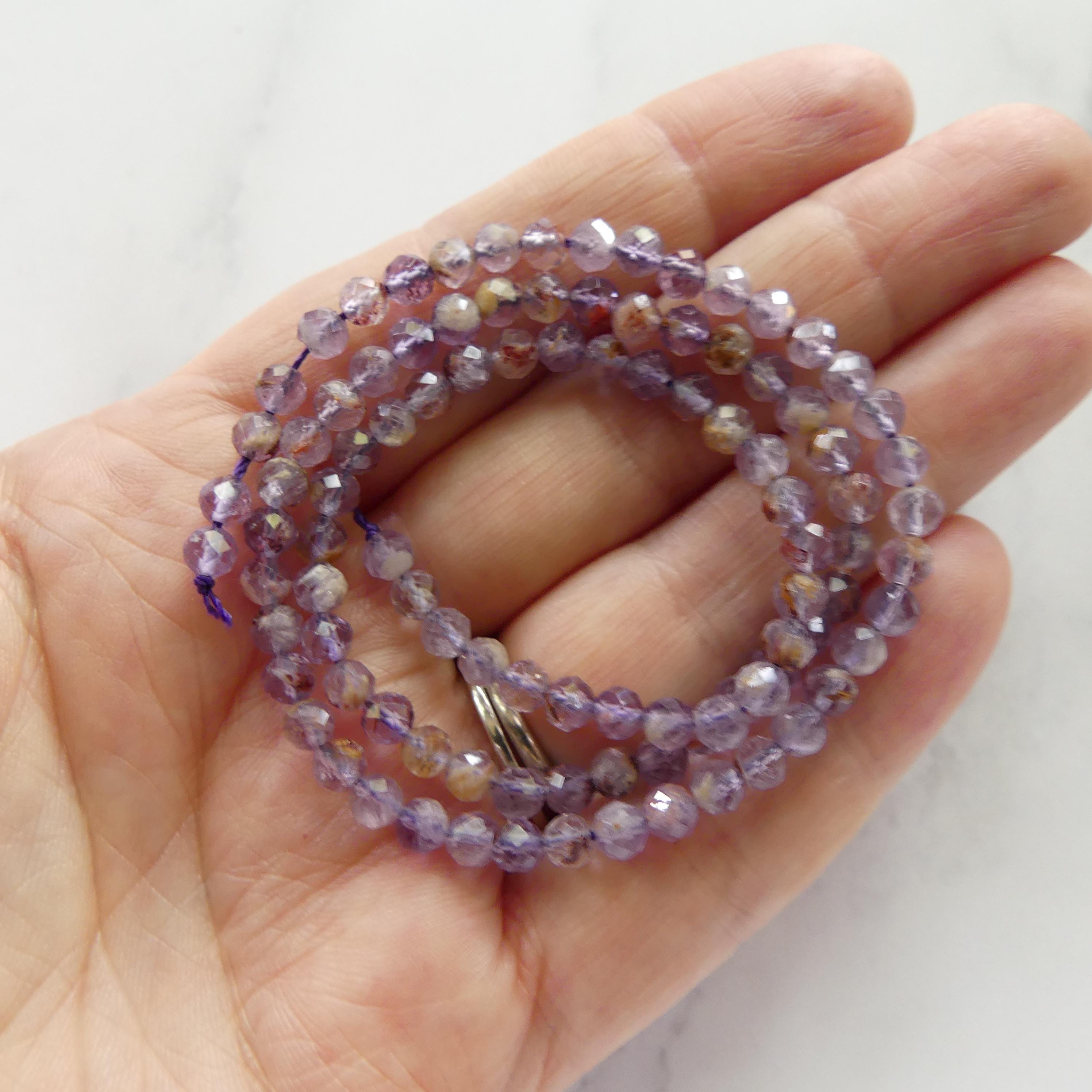 4mm Cacoxenite Faceted Beads Super Seven 7 Genuine Beads 15" Sparkly Gemstone Melody Stone Beads Beading Crafter Gift