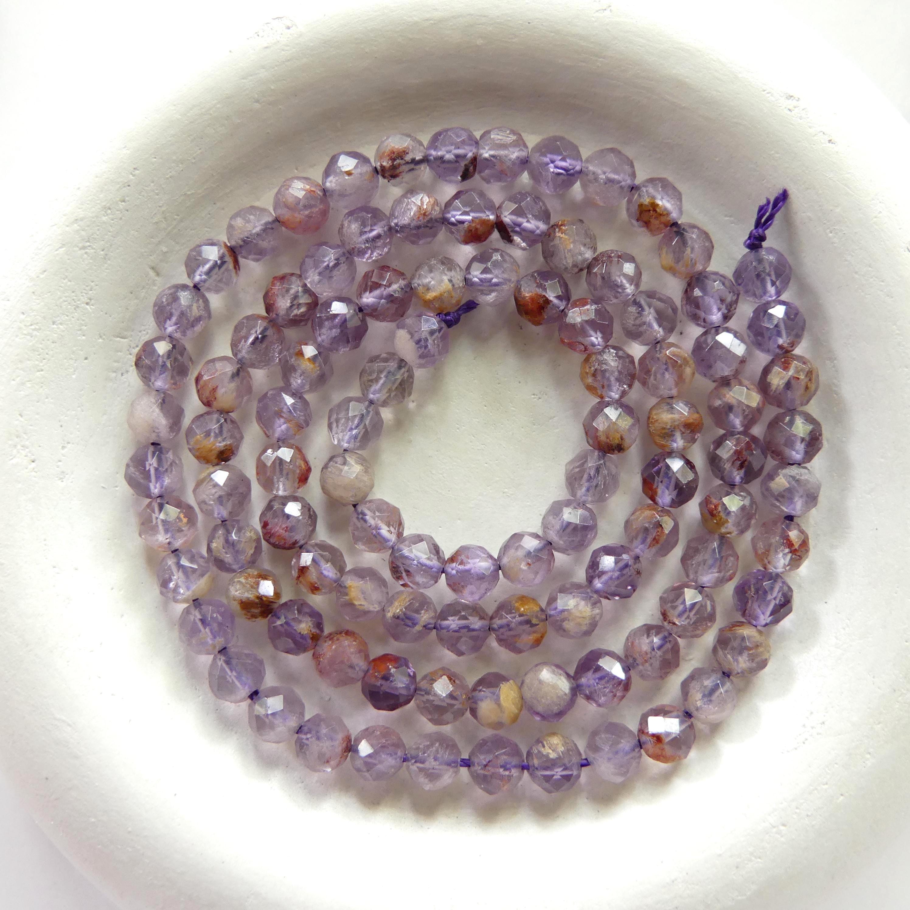 4mm Cacoxenite Faceted Beads Super Seven 7 Genuine Beads 15" Sparkly Gemstone Melody Stone Beads Beading Crafter Gift