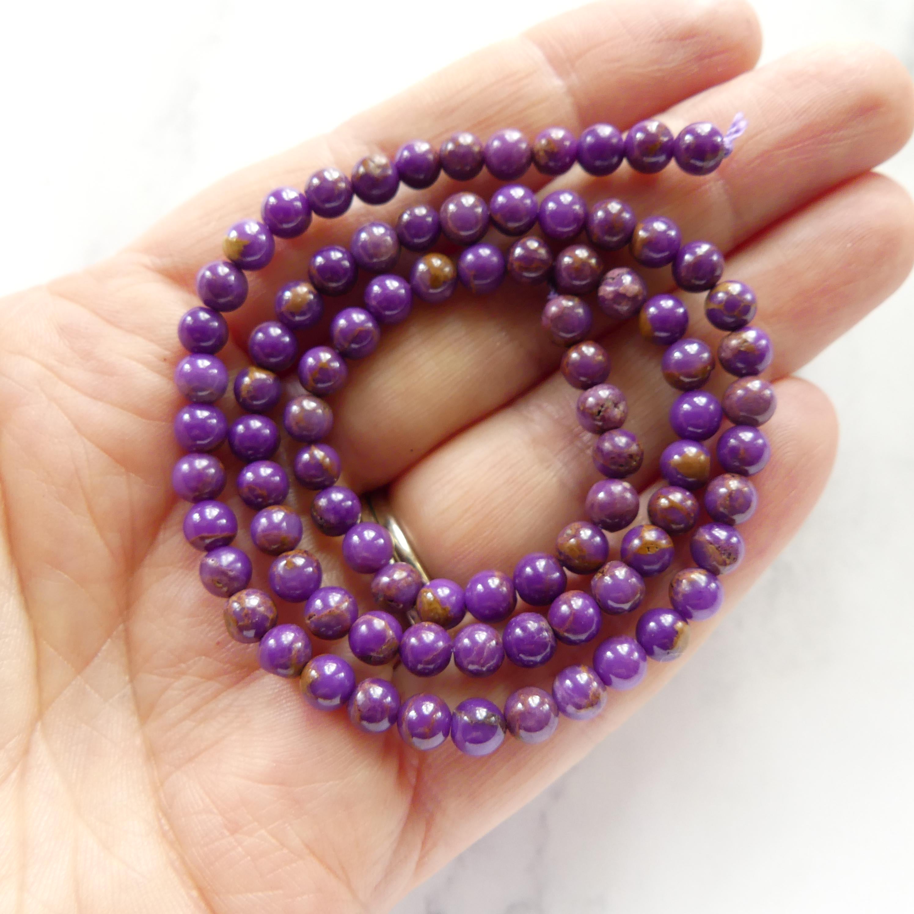 4mm 5mm Phosphosiderite Beads Smooth Phosphosiderite Small Round Beads 15" Gemstone Beads Beading Crafter Gift DIY Jewelry Making