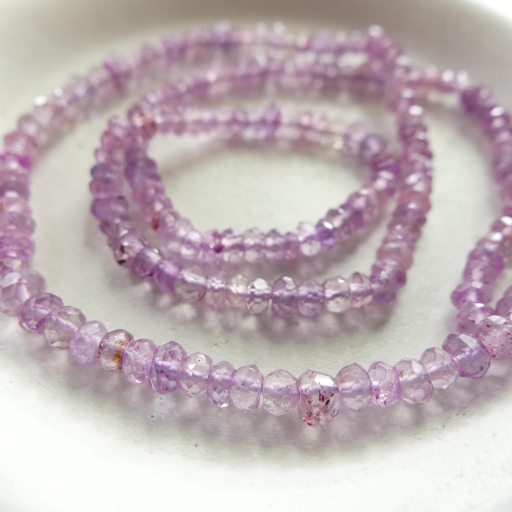 3mm Pink Amethyst Beads Hand Faceted Rondelle Beads 13" Natural Pink Amethyst Gemstone Beads Beading Crafter Gift February Birthstone